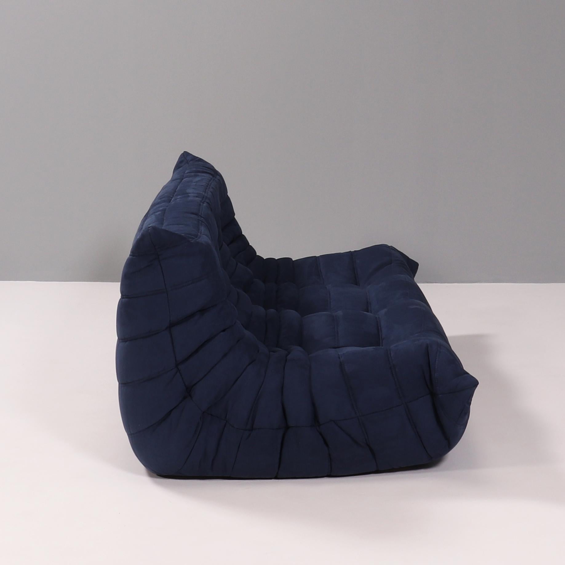 Ligne Roset Dark Blue Togo Modular Sofa and Footstool, Set of Five For Sale 5