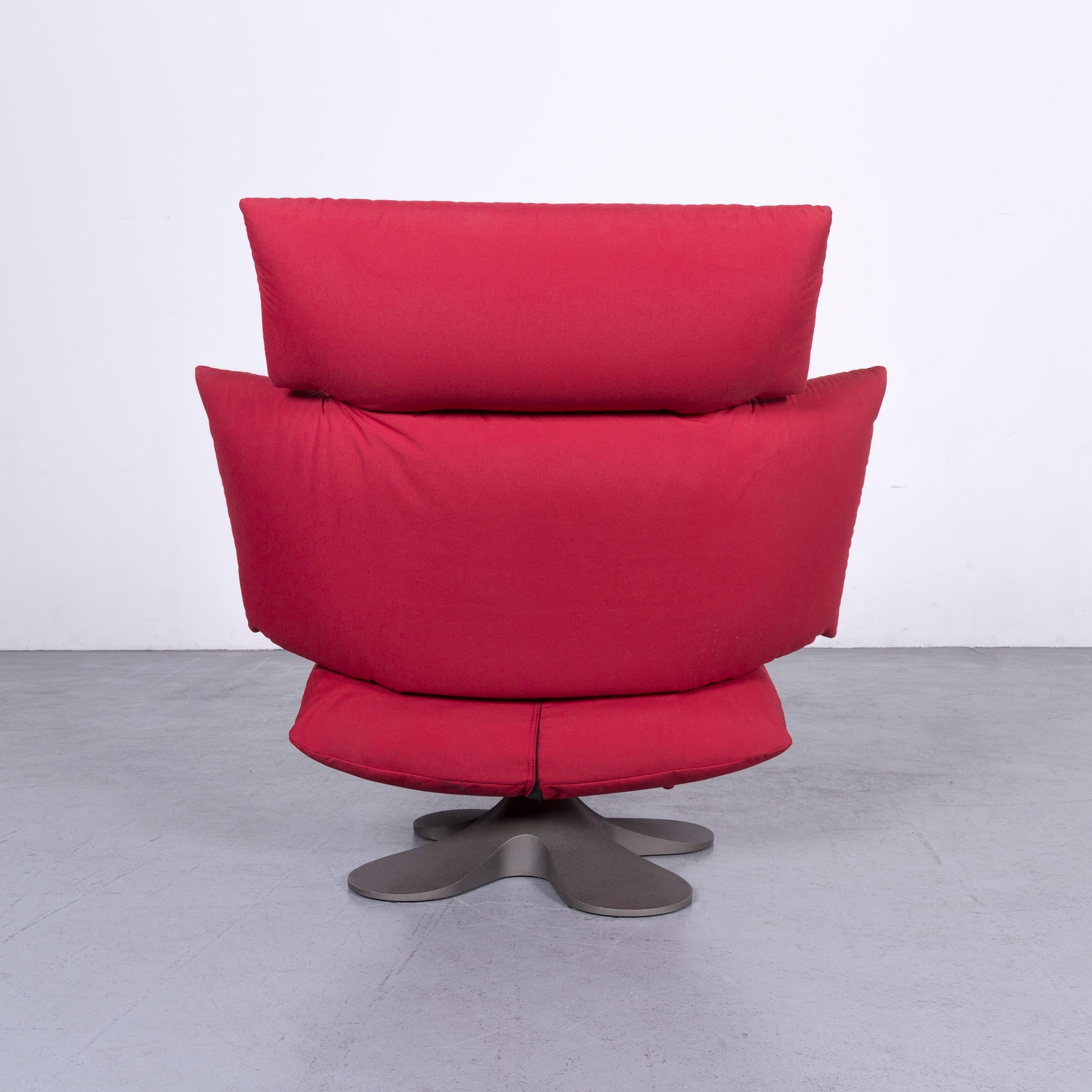 Ligne Roset Designer Fabric Armchair Red One-Seat Chair For Sale 5