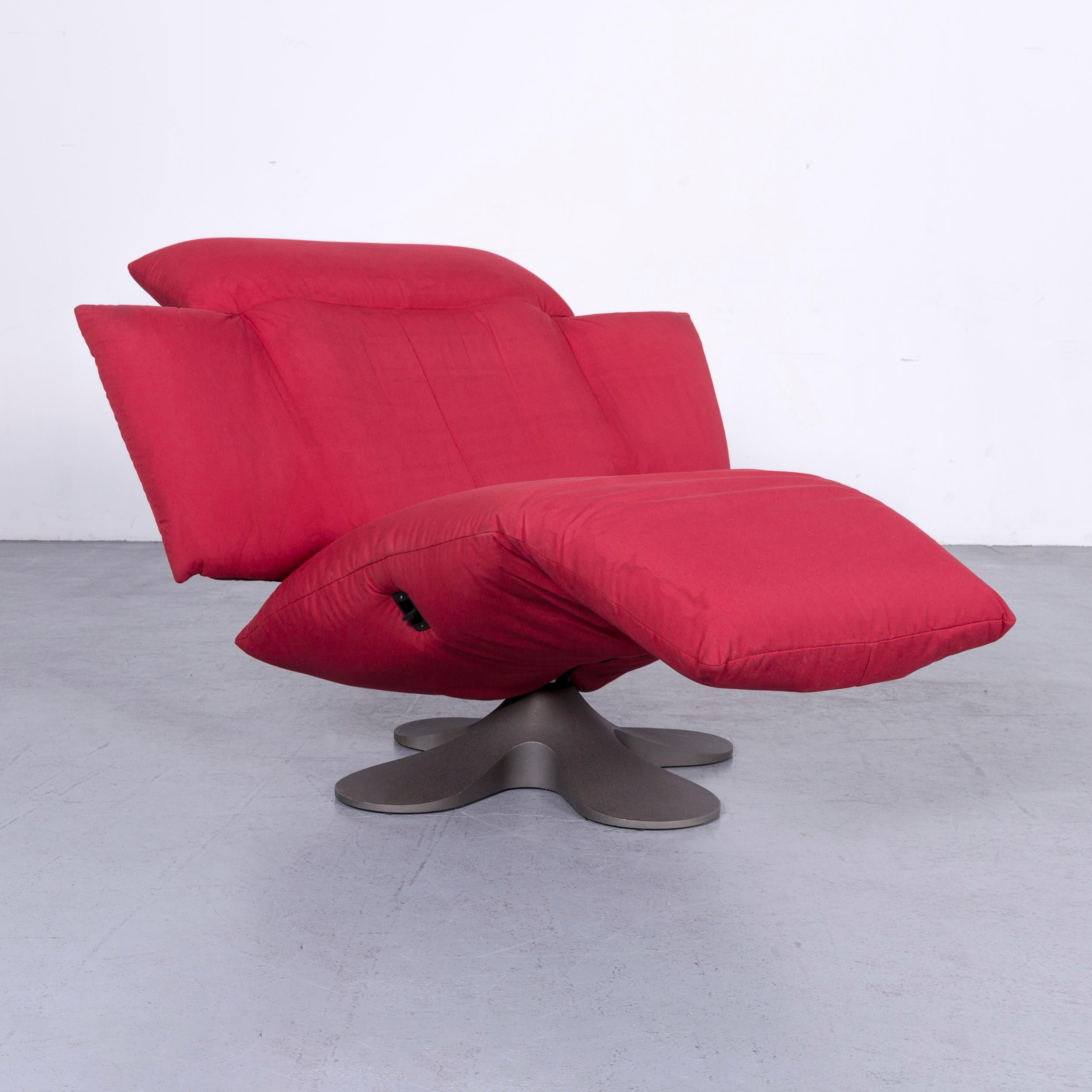 Contemporary Ligne Roset Designer Fabric Armchair Red One-Seat Chair For Sale