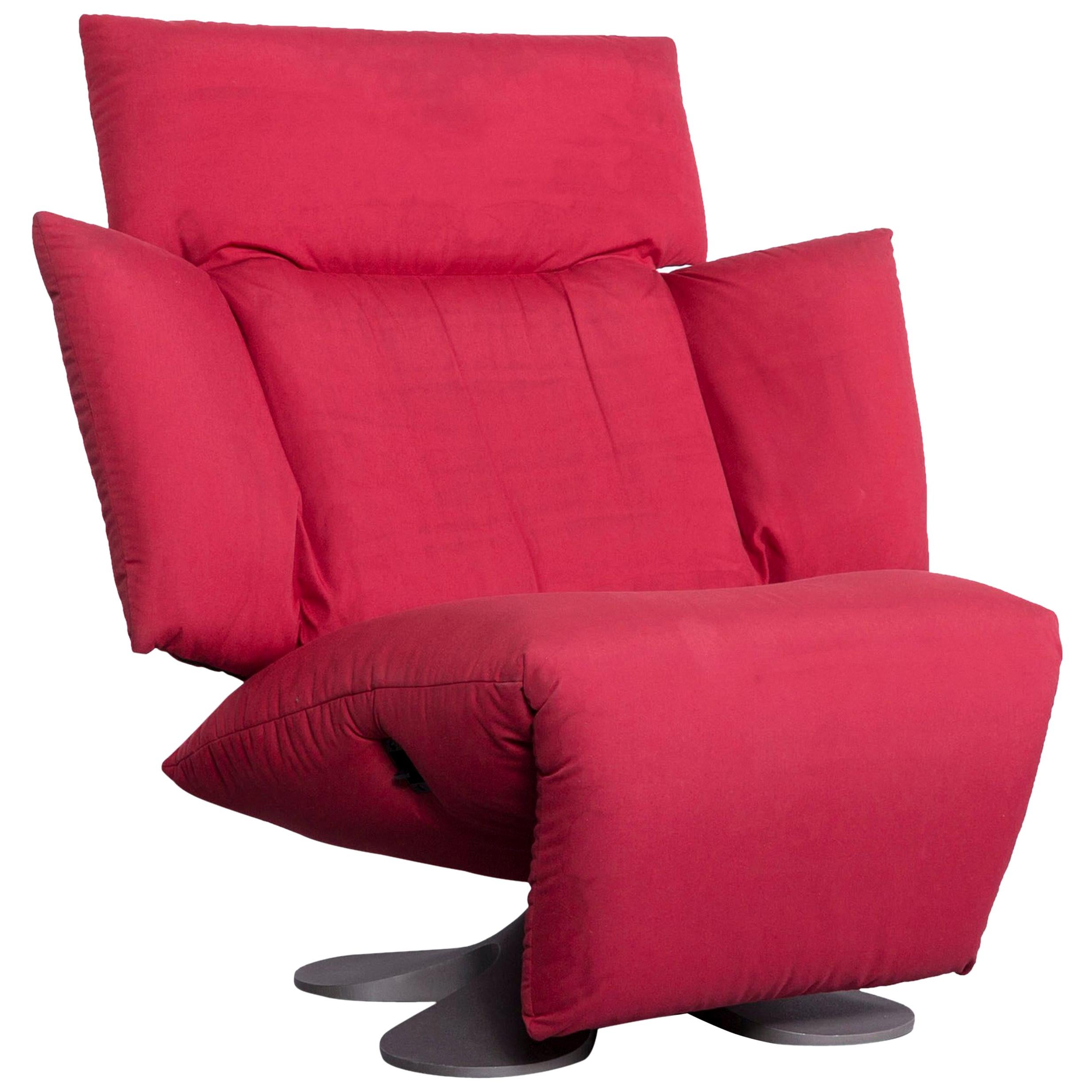 Ligne Roset Designer Fabric Armchair Red One-Seat Chair For Sale