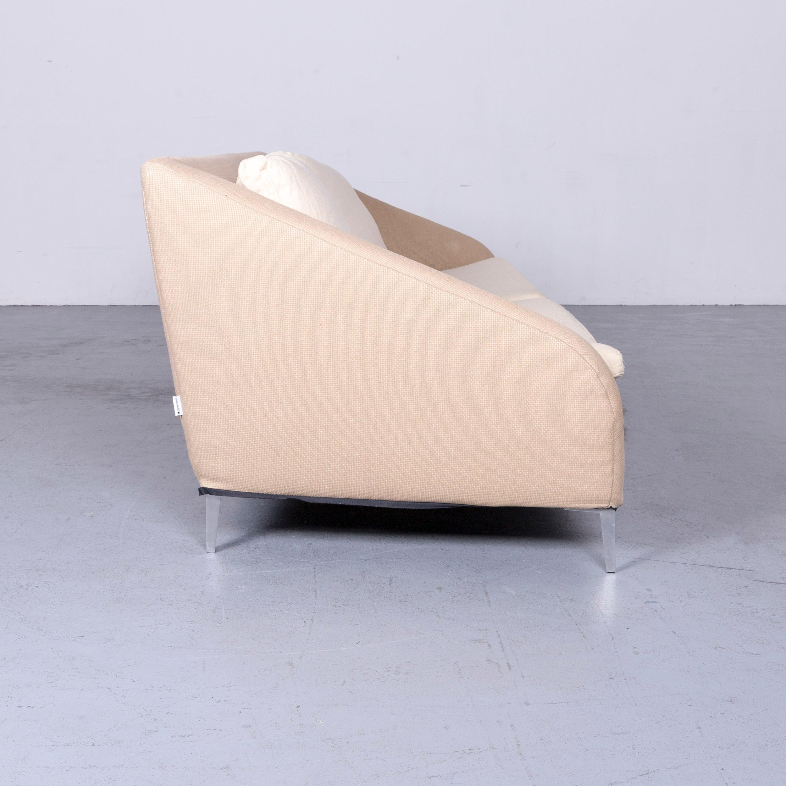 Ligne Roset Designer Fabric Sofa Brown Beige Three-Seat Couch For Sale 5