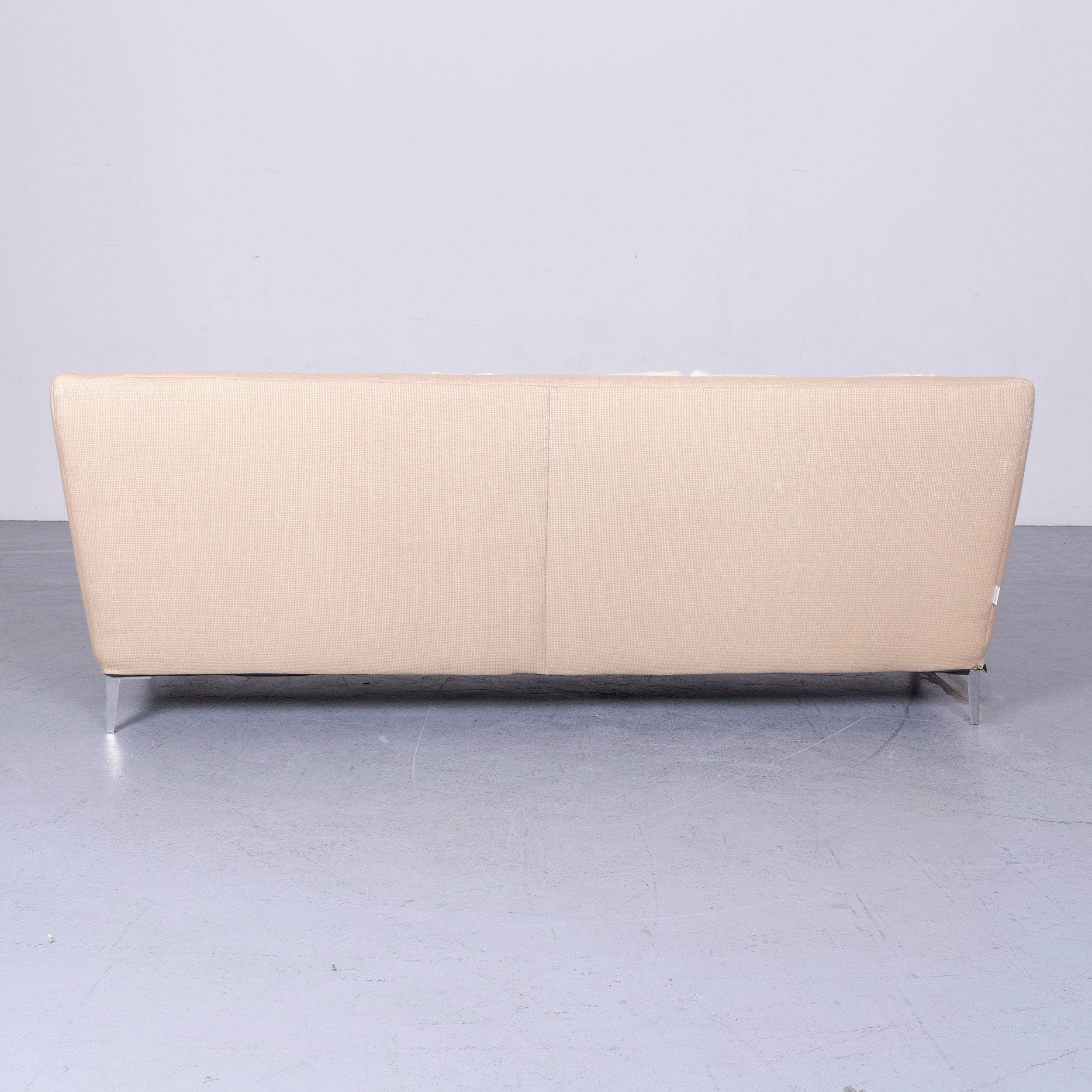 Ligne Roset Designer Fabric Sofa Brown Beige Three-Seat Couch For Sale 6