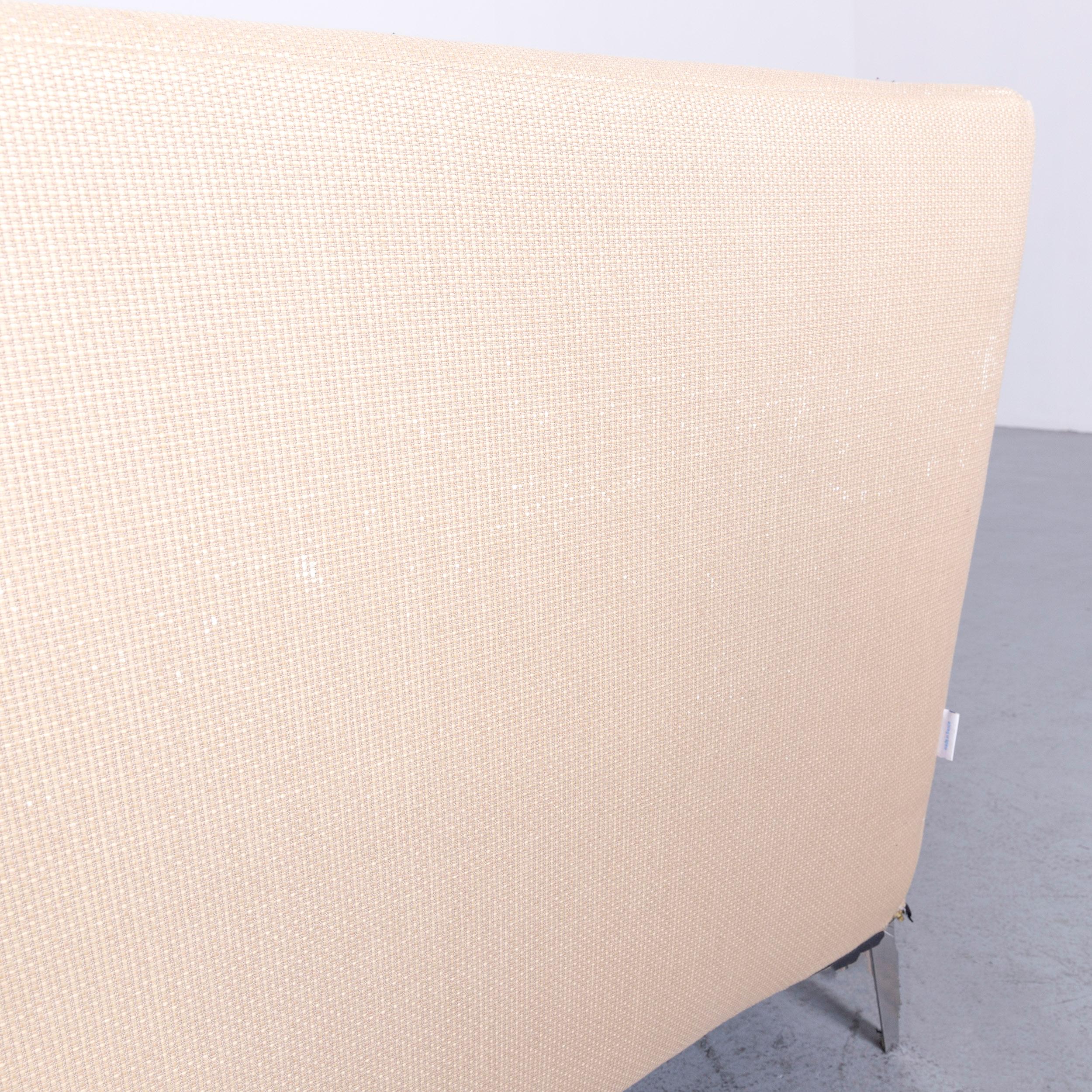 Ligne Roset Designer Fabric Sofa Brown Beige Three-Seat Couch For Sale 2