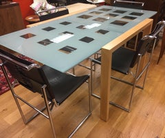 Ligne Roset Dining Room Expandable Table & Marcel Breuer Leather Corset Chairs