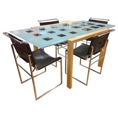 Ligne Roset Dining Room Expandable Table & Marcel Breuer Leather Corset Chairs