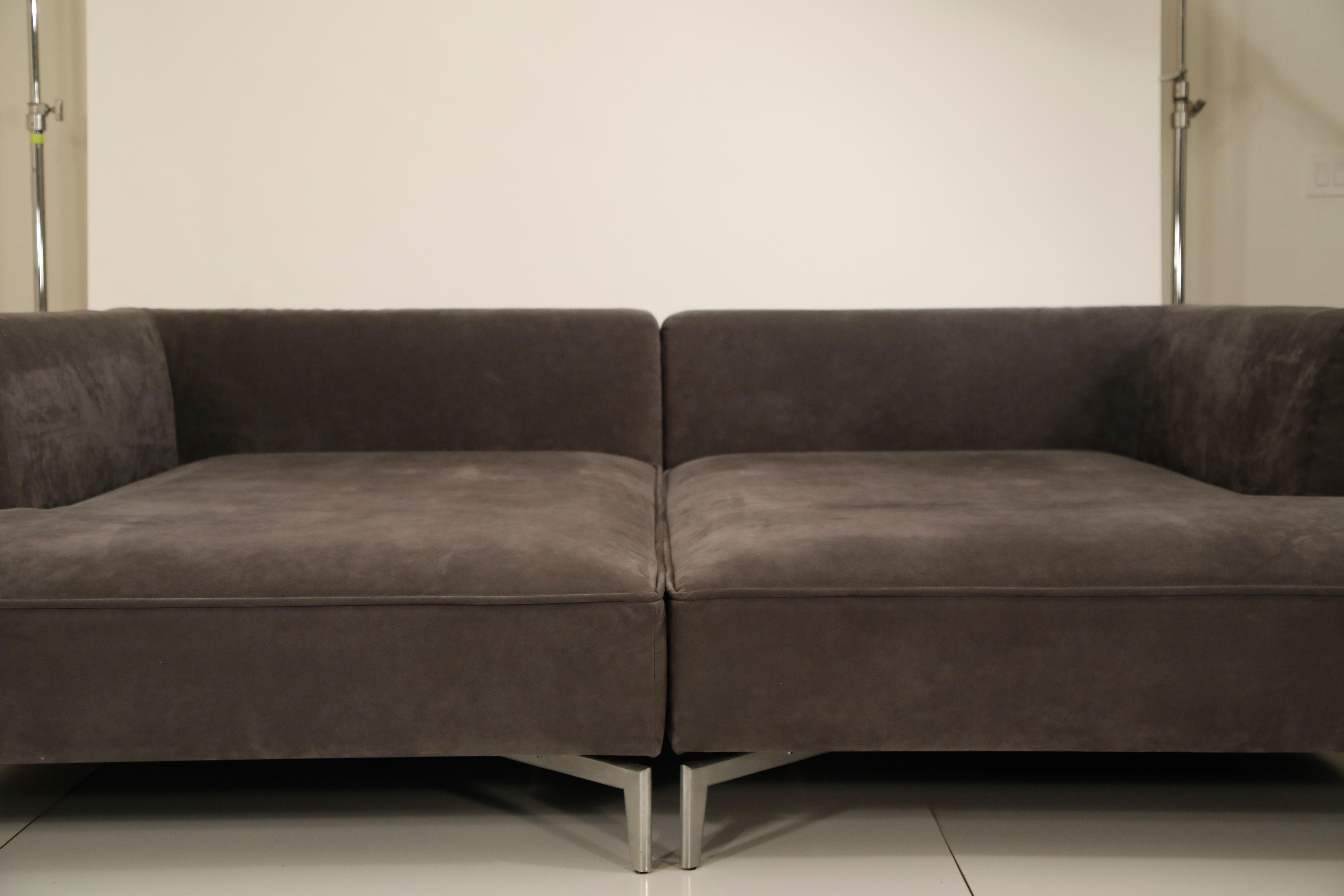 Ligne Roset Doppel-Chaise-Liege aus dunkelgrauem Alcantara-Ultrasuede:: signiert 6