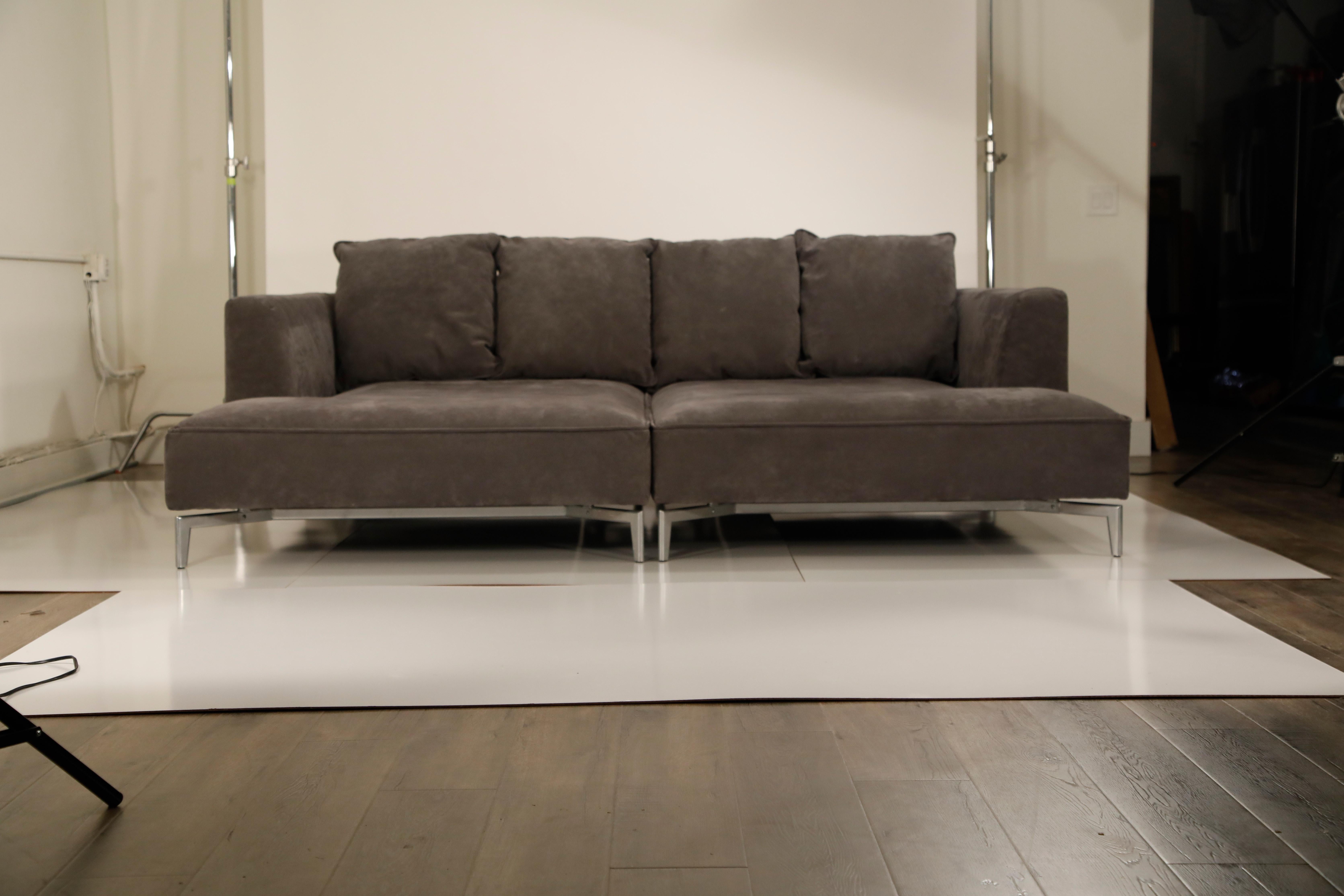 Ligne Roset Doppel-Chaise-Liege aus dunkelgrauem Alcantara-Ultrasuede:: signiert (Französisch)