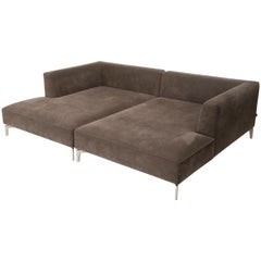 Ligne Roset Double Chaise Daybed in Dark Grey Alcantara Ultrasuede, Signed