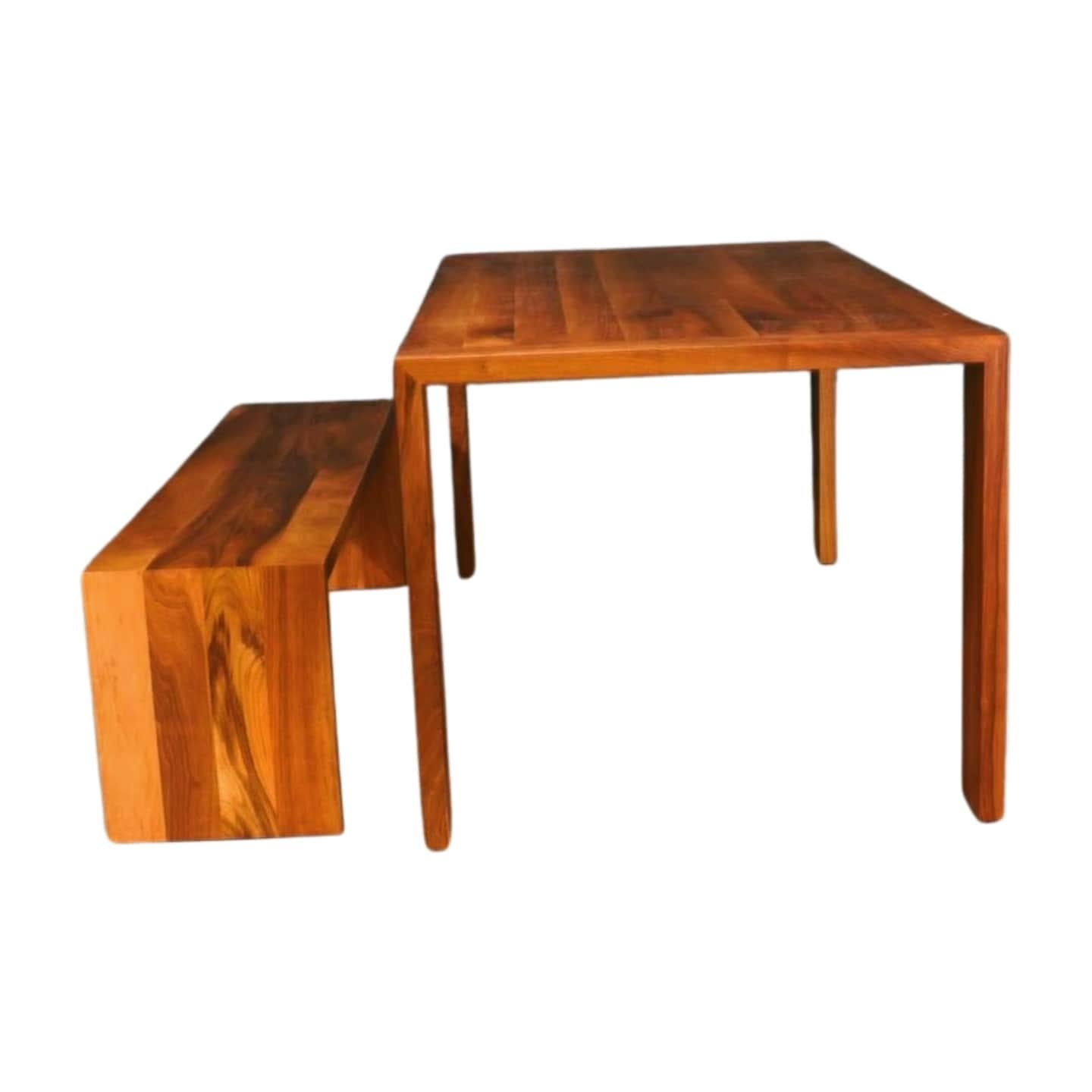 The Ligne Roset Eaton Bench and Table is a stylish and functional seating option, finished in walnut, oak or cherry. They are made of solid wood, treated with oil and finished in matt varnish.  Ligne Roset is renowned for its contemporary and