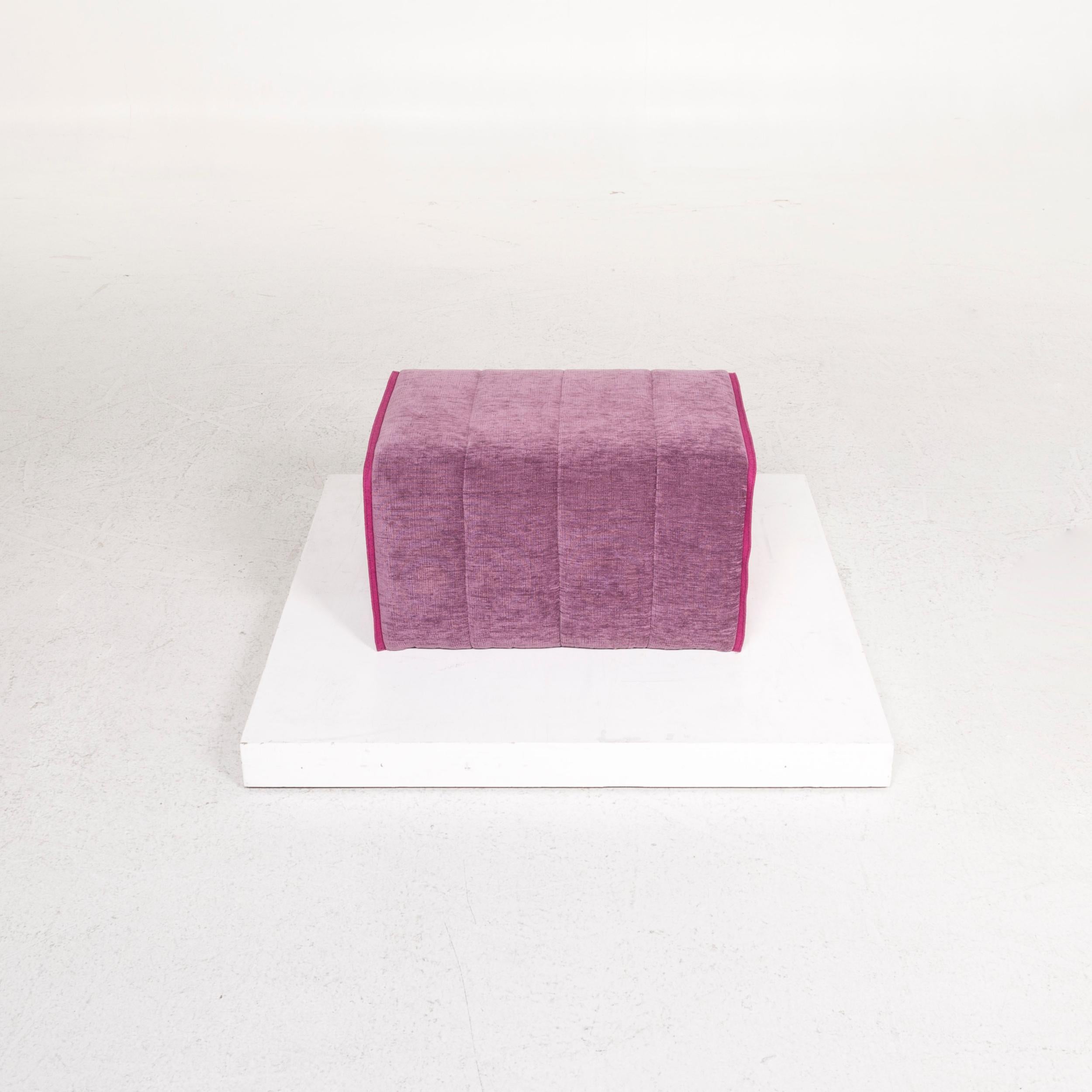 Contemporary Ligne Roset Fabric Armchair Set Purple 2 Armchair 1 Stool