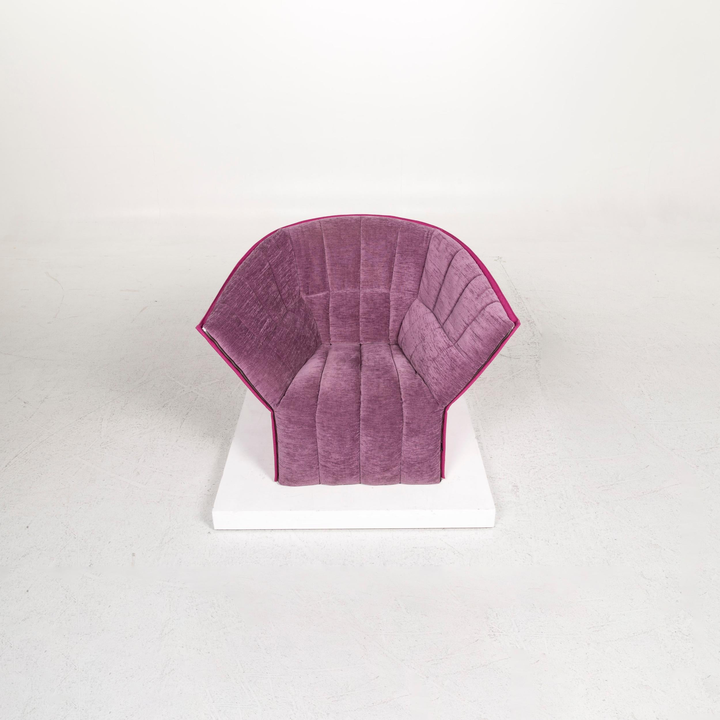 Ligne Roset Fabric Armchair Set Purple 2 Armchair 1 Stool 1
