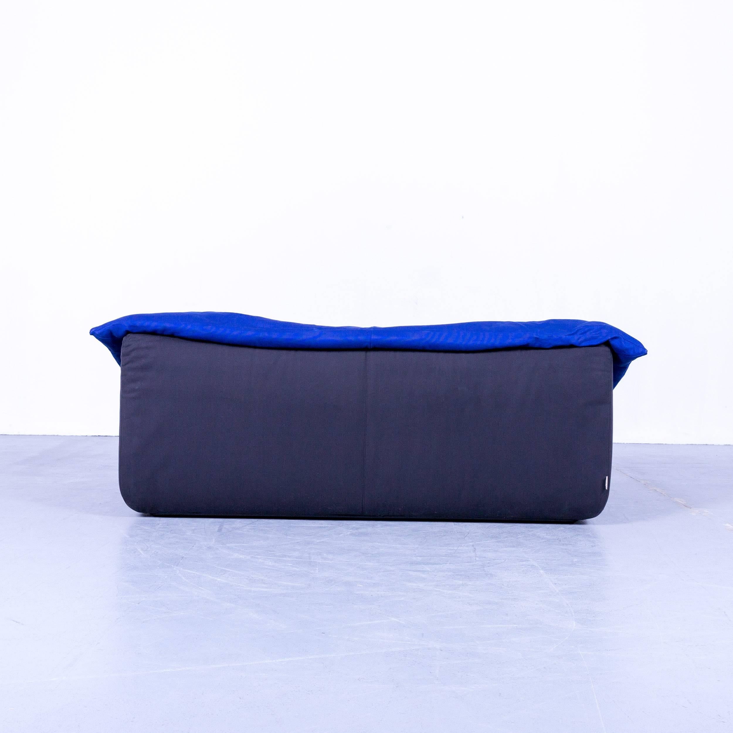 Ligne Roset Fabric Flou Flou Sofa Blue Two-Seat Couch 3