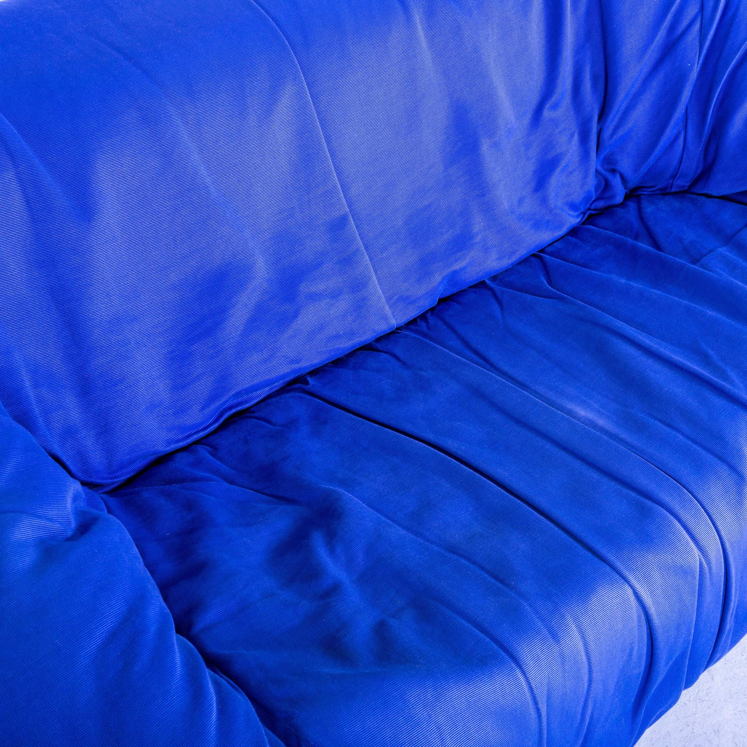 Contemporary Ligne Roset Fabric Flou Flou Sofa Blue Two-Seat Couch