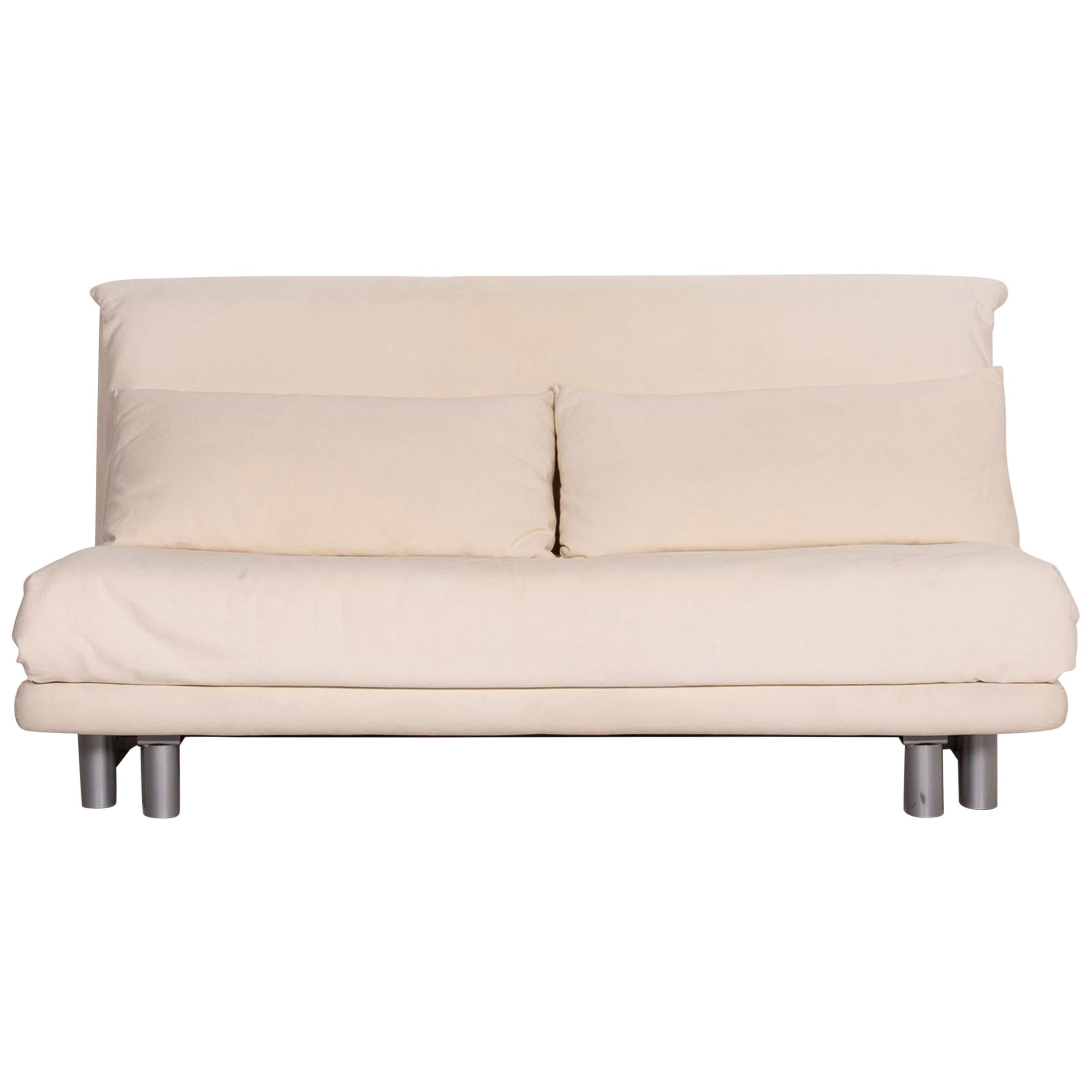 Ligne Roset Fabric Sofa Bed Cream Two-Seat Function Sleeping Function Couch For Sale