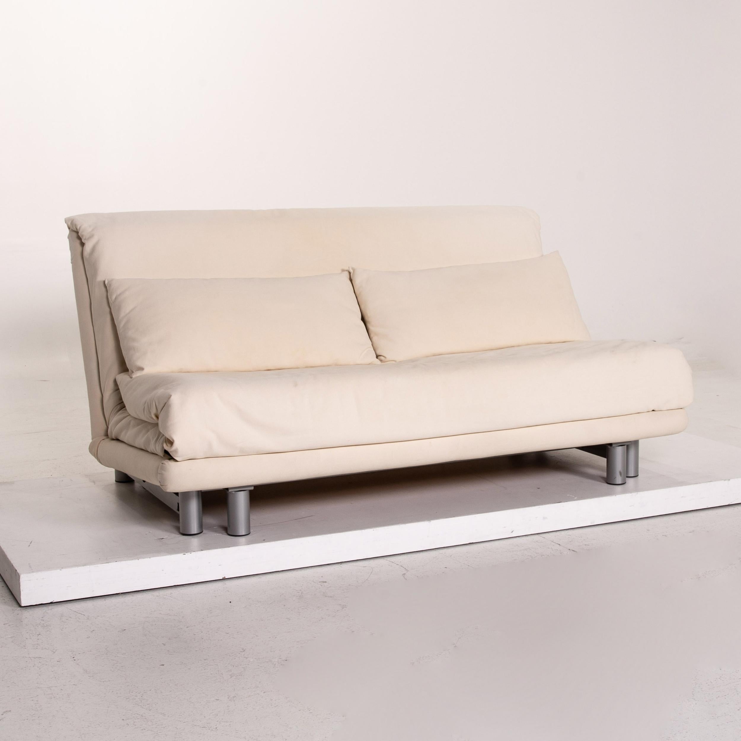 Ligne Roset Fabric Sofa Bed Cream Two-Seat Function Sleeping Function Couch For Sale 2