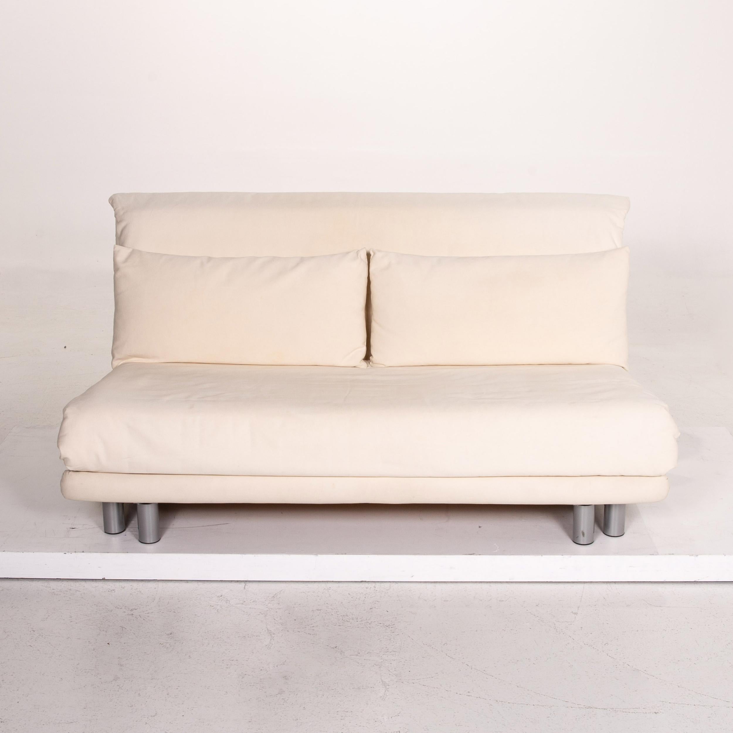 Ligne Roset Fabric Sofa Bed Cream Two-Seat Function Sleeping Function Couch For Sale 3