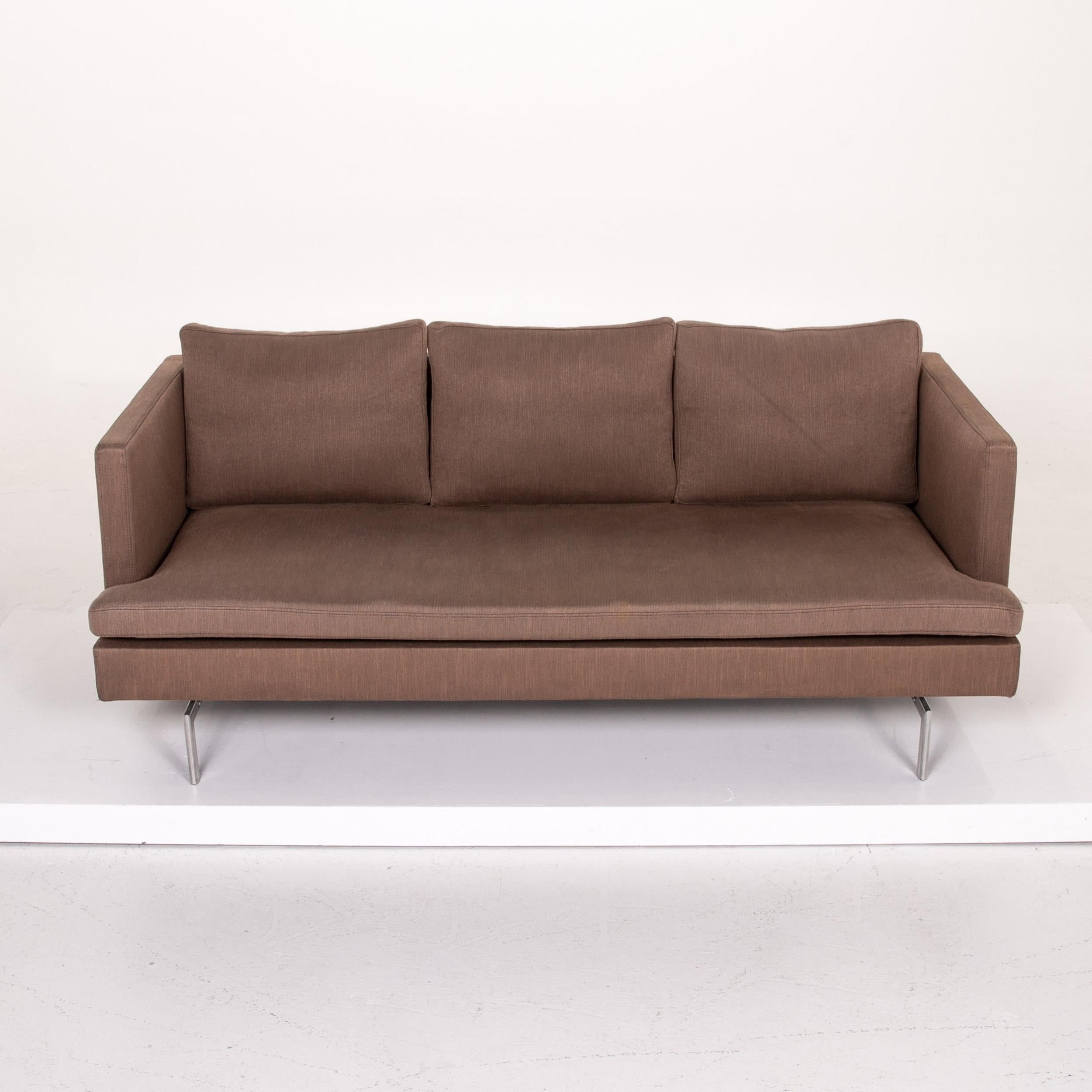Ligne Roset Fabric Sofa Brown Three-Seat Couch In Good Condition In Cologne, DE