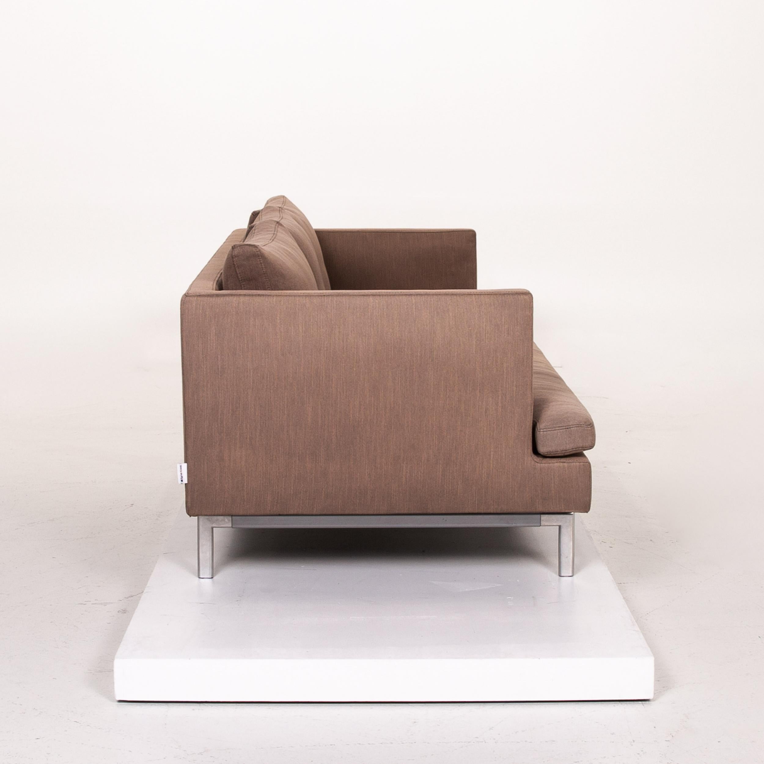 Contemporary Ligne Roset Fabric Sofa Brown Three-Seat Couch