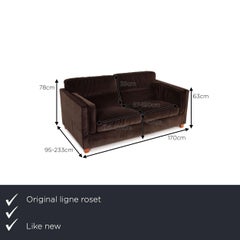 Ligne Roset Fabric Sofa Dark Brown Two-Seater Couch Function Sleeping Function