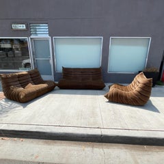 Ligne Roset Michel Ducaroy Togo Trio Set Sofa Loveseat & Lounge Chair, 1980s