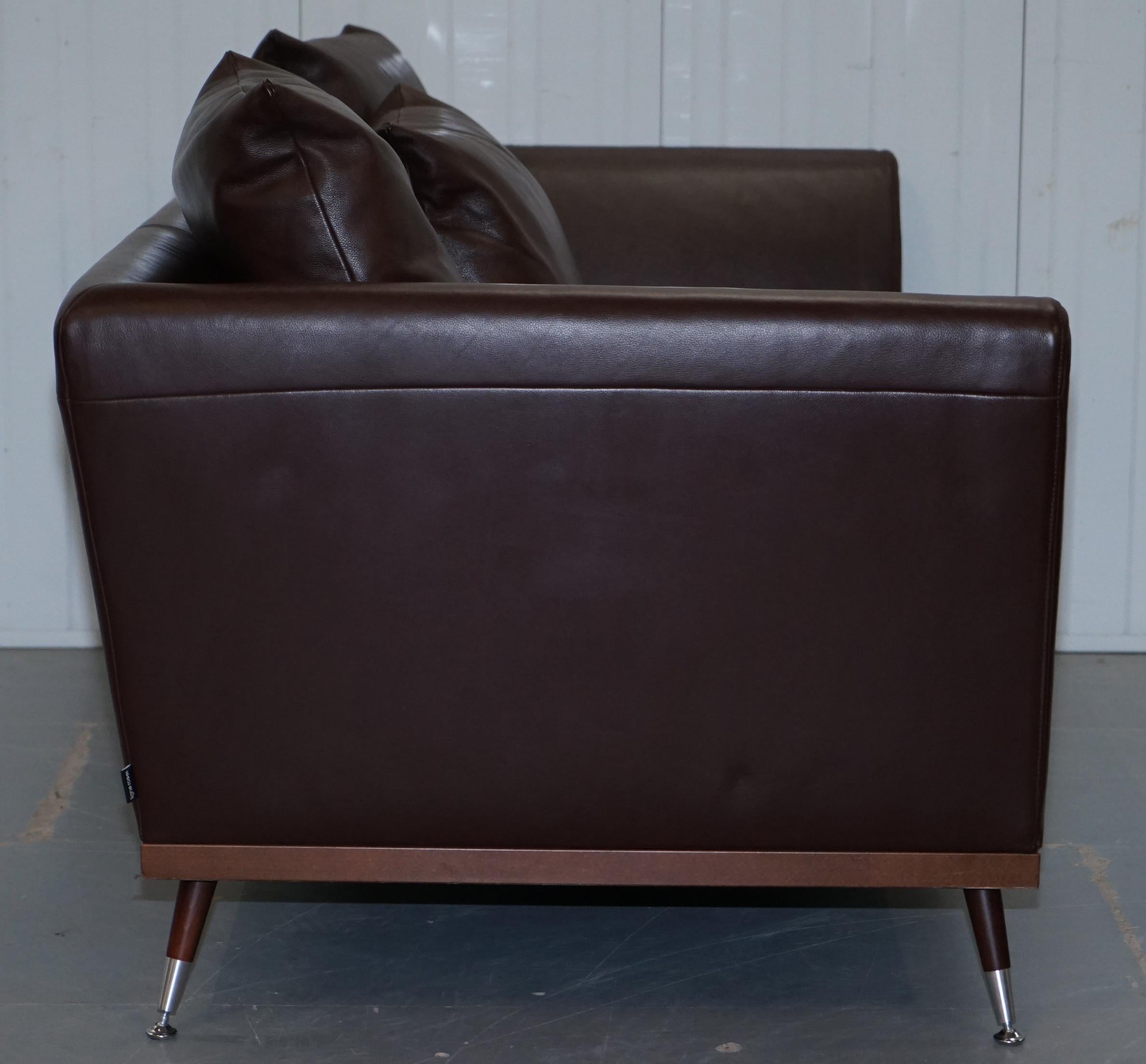 Ligne Roset Fugue Brown Leather Sofa Feather Cushions Didier Gomez 1