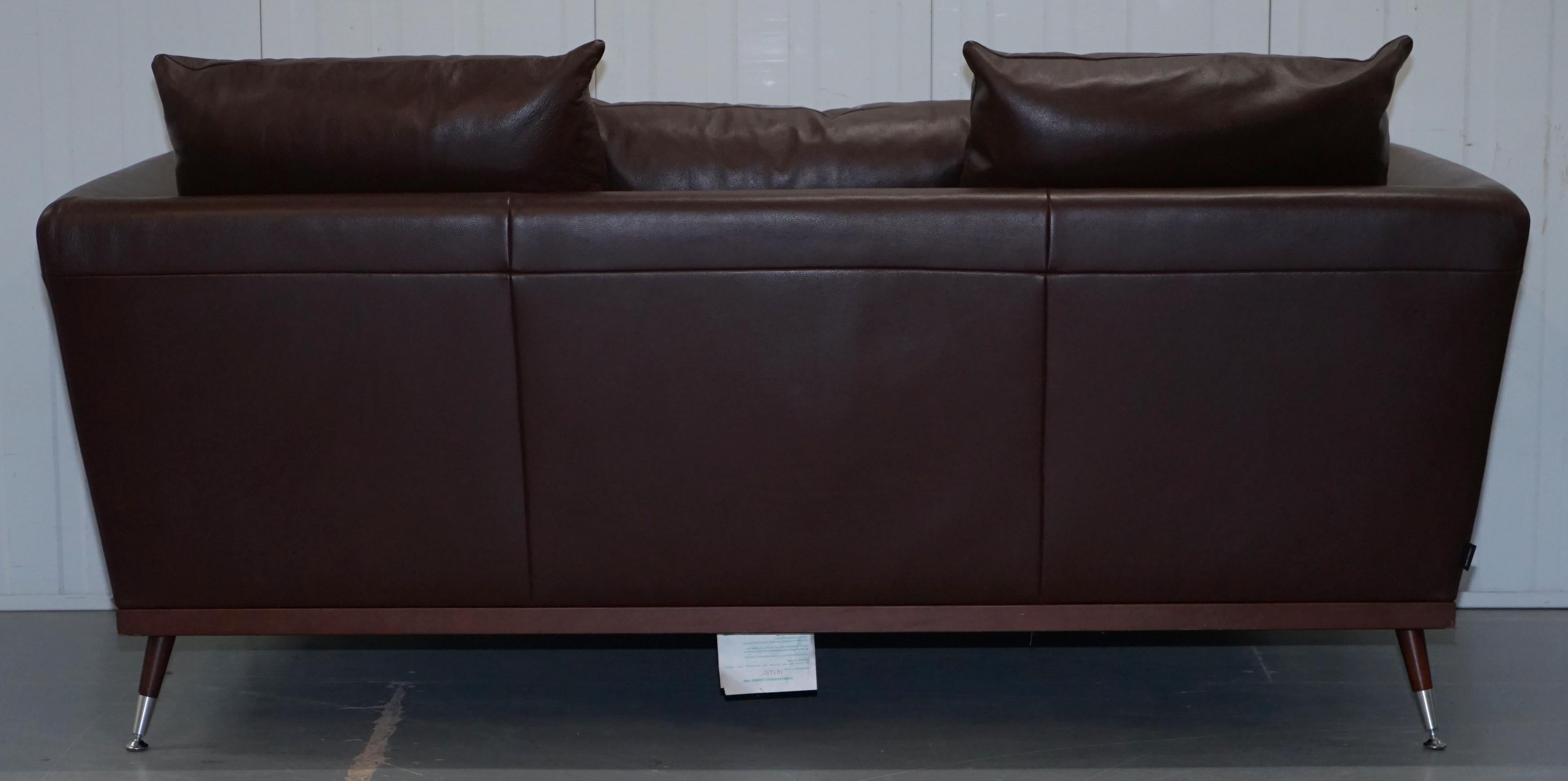 Ligne Roset Fugue Brown Leather Sofa Feather Cushions Didier Gomez 5