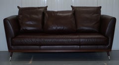 Ligne Roset Fugue Brown Leather Sofa Feather Cushions Didier Gomez