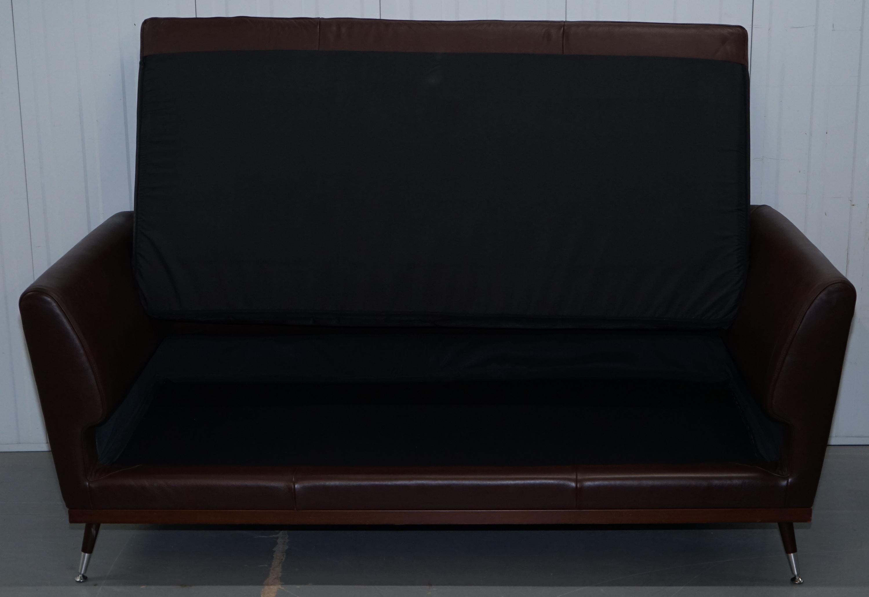 Ligne Roset Fugue Brown Leather Sofa Feather Cushions Didier Gomez 11