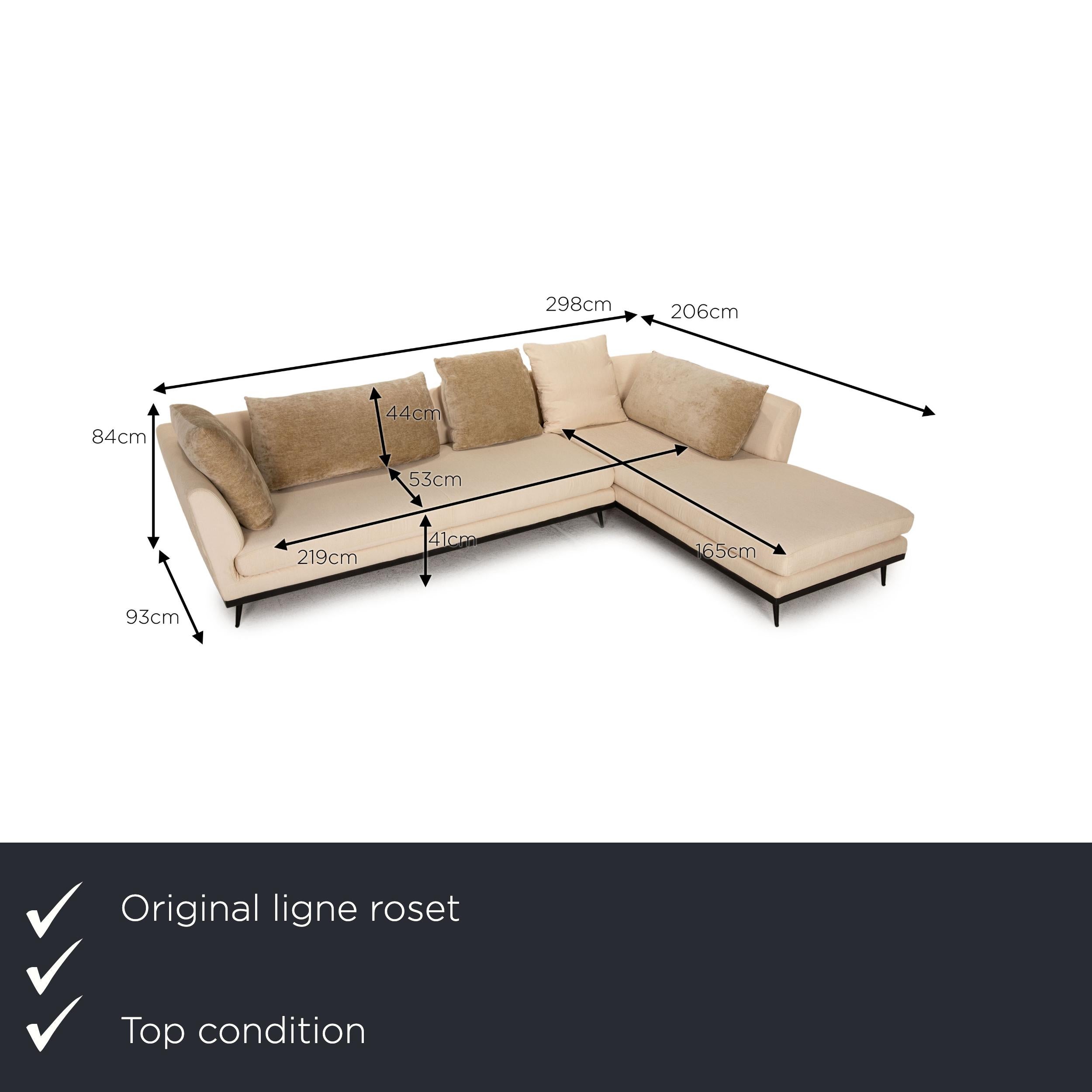 Wir präsentieren Ihnen ein ligne roset Fugue Stoffsofa Creme Ecksofa.

Produktabmessungen in Zentimetern:

Tiefe: 93
Breite: 298
Höhe: 84
Sitzhöhe: 41
Resthöhe: 84
Sitztiefe: 53
Sitzbreite: 219
Rückenhöhe: 44.

 