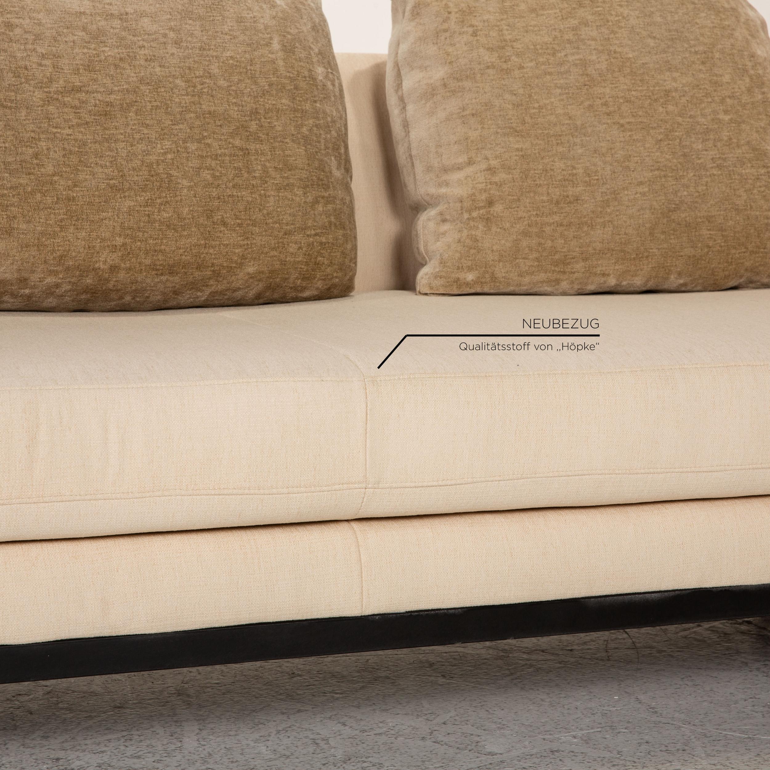 Fugue-Ecksofa mit cremefarbenem Ligne-Rose-Stoff (Französisch) im Angebot