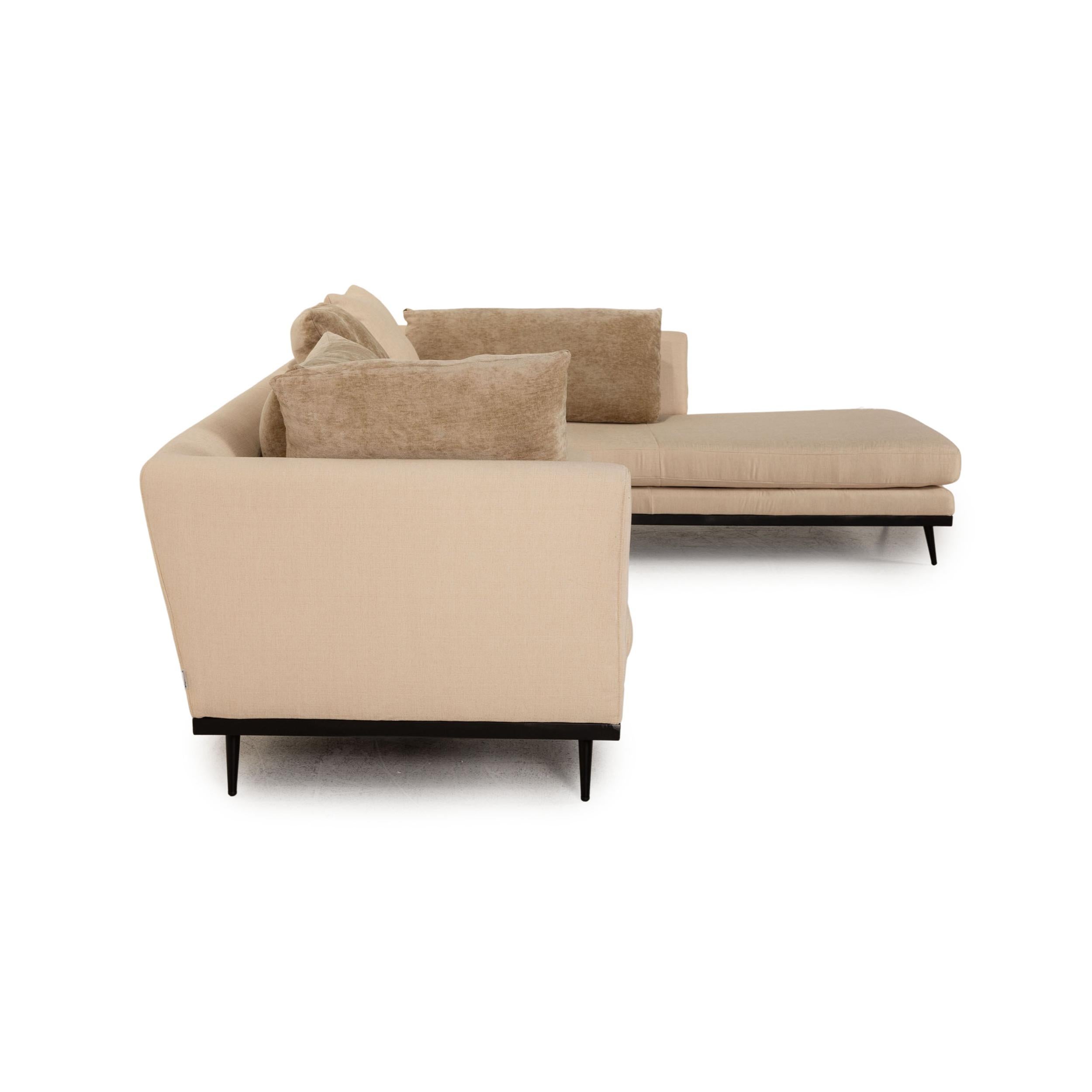 Fugue-Ecksofa mit cremefarbenem Ligne-Rose-Stoff (21. Jahrhundert und zeitgenössisch) im Angebot