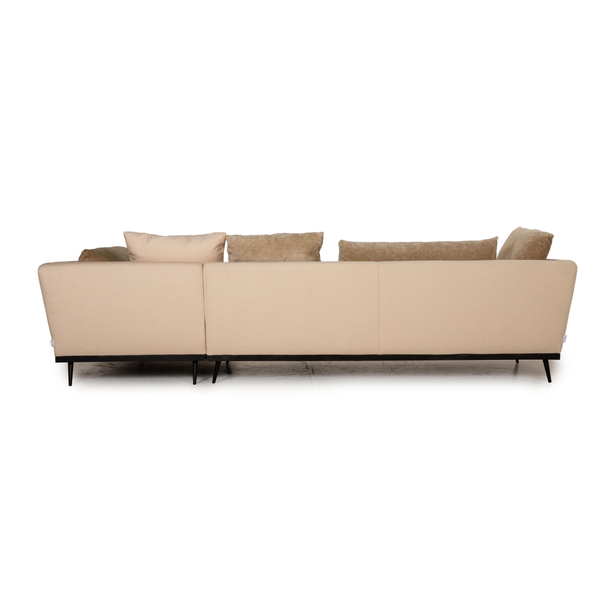 Fugue-Ecksofa mit cremefarbenem Ligne-Rose-Stoff im Angebot 1