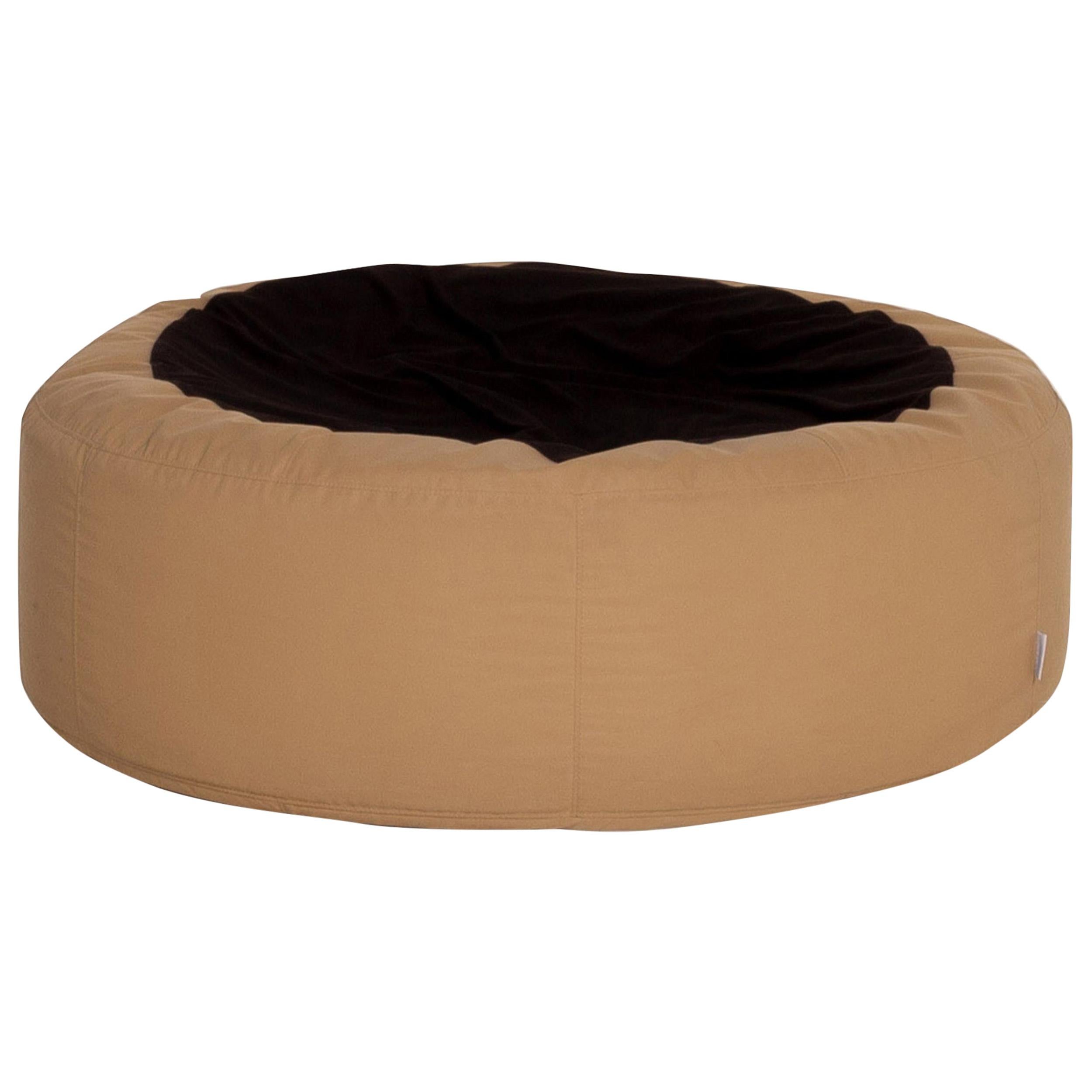 Ligne Roset Glüp Fabric Stool Beanbag Beige Black For Sale