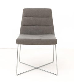 Ligne Roset Gray Suede Upholstered Side Chair