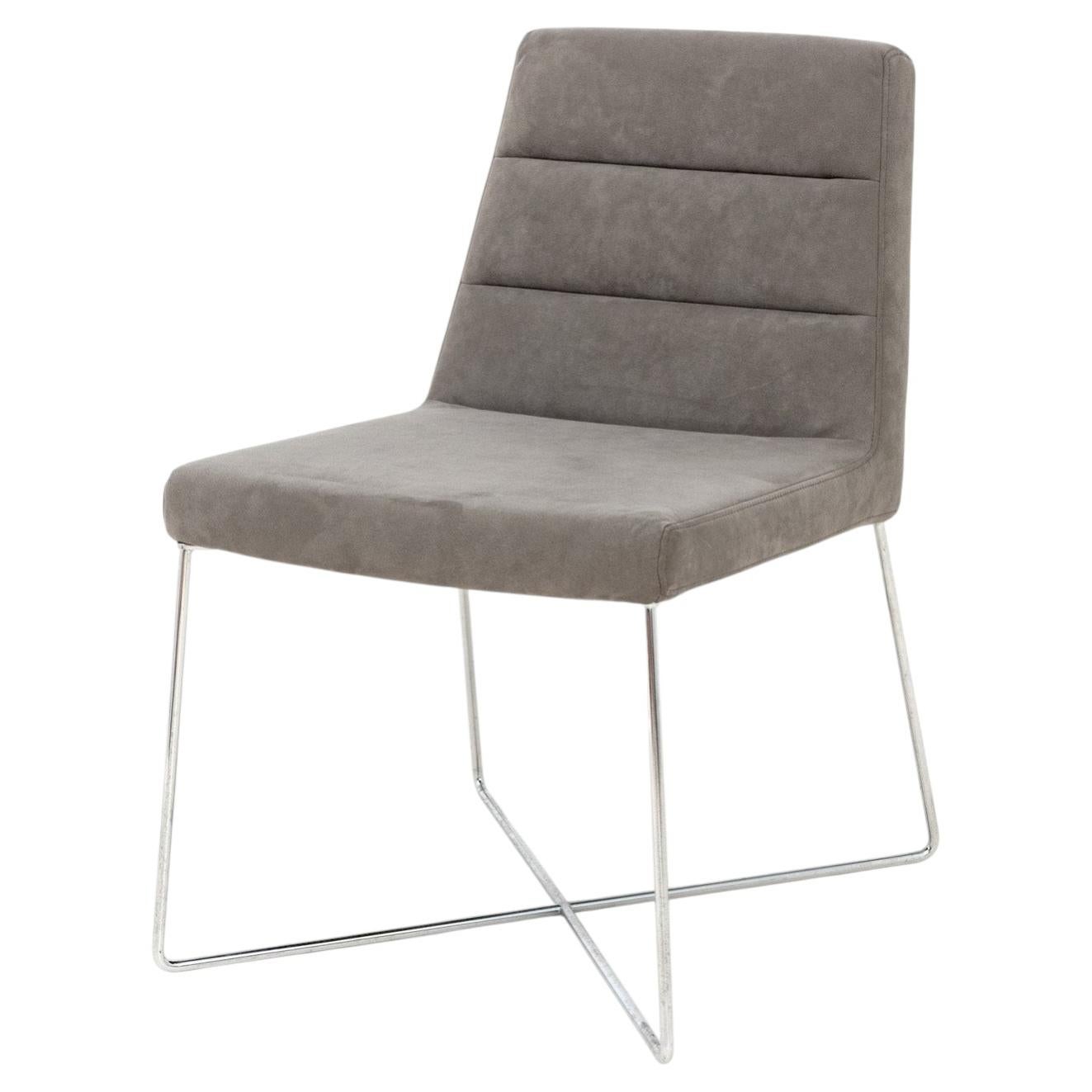 Ligne Roset Gray Suede Upholstered Side Chair