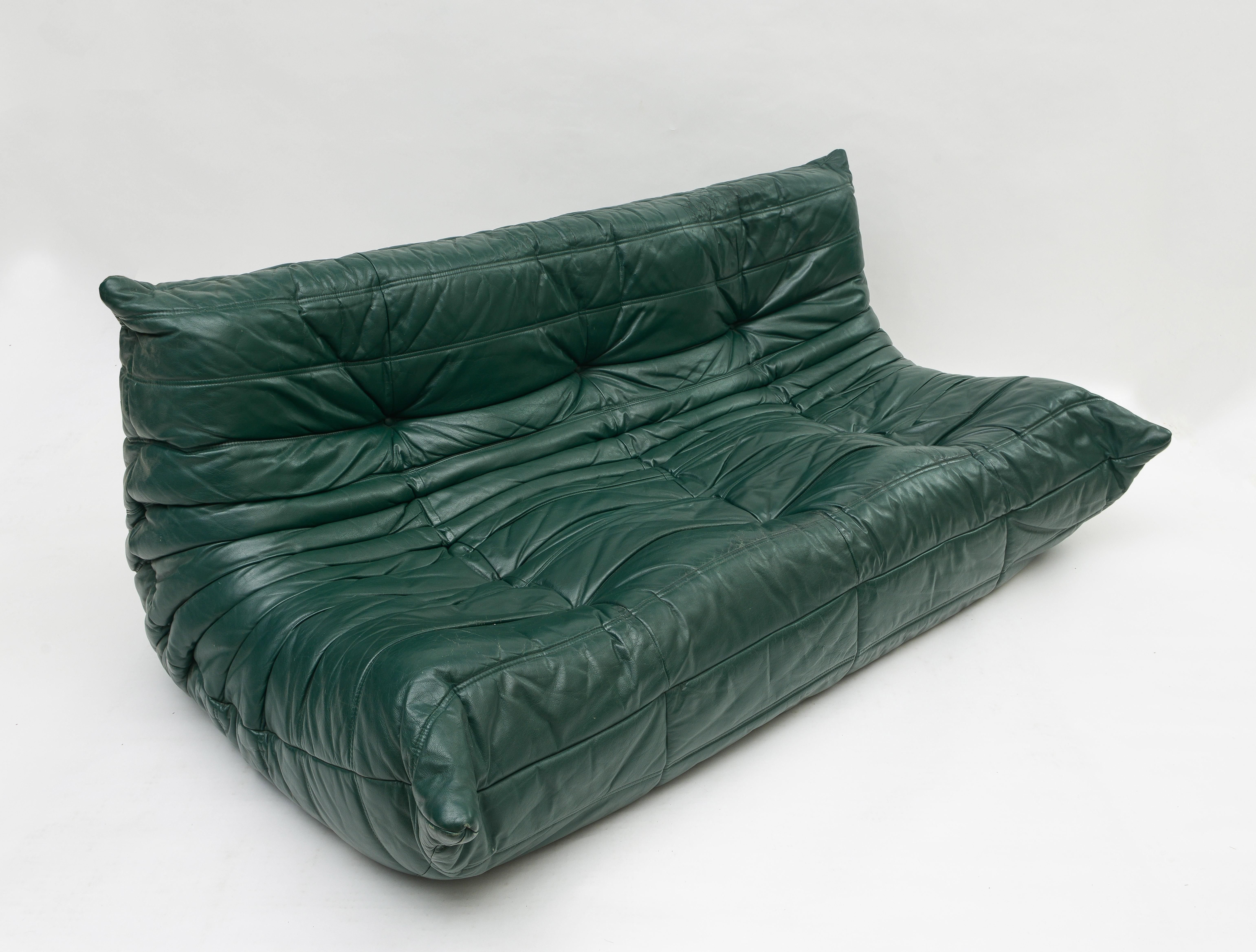 green leather togo chair