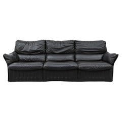 Ligne Roset Inspired Black Leather Sofa