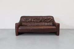 Ligne Roset Inspired Brown Leather Sofa