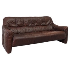 Ligne Roset Inspired Brown Leather Sofa
