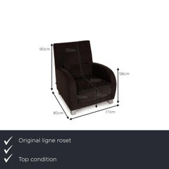 Ligne Roset Jonathan Fabric Armchair Dark Brown Lounge Chair