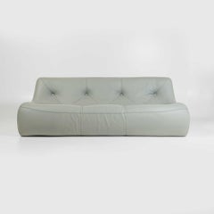 Ligne Roset Kali Three Seater Sofa in Grey Leather, 1990s