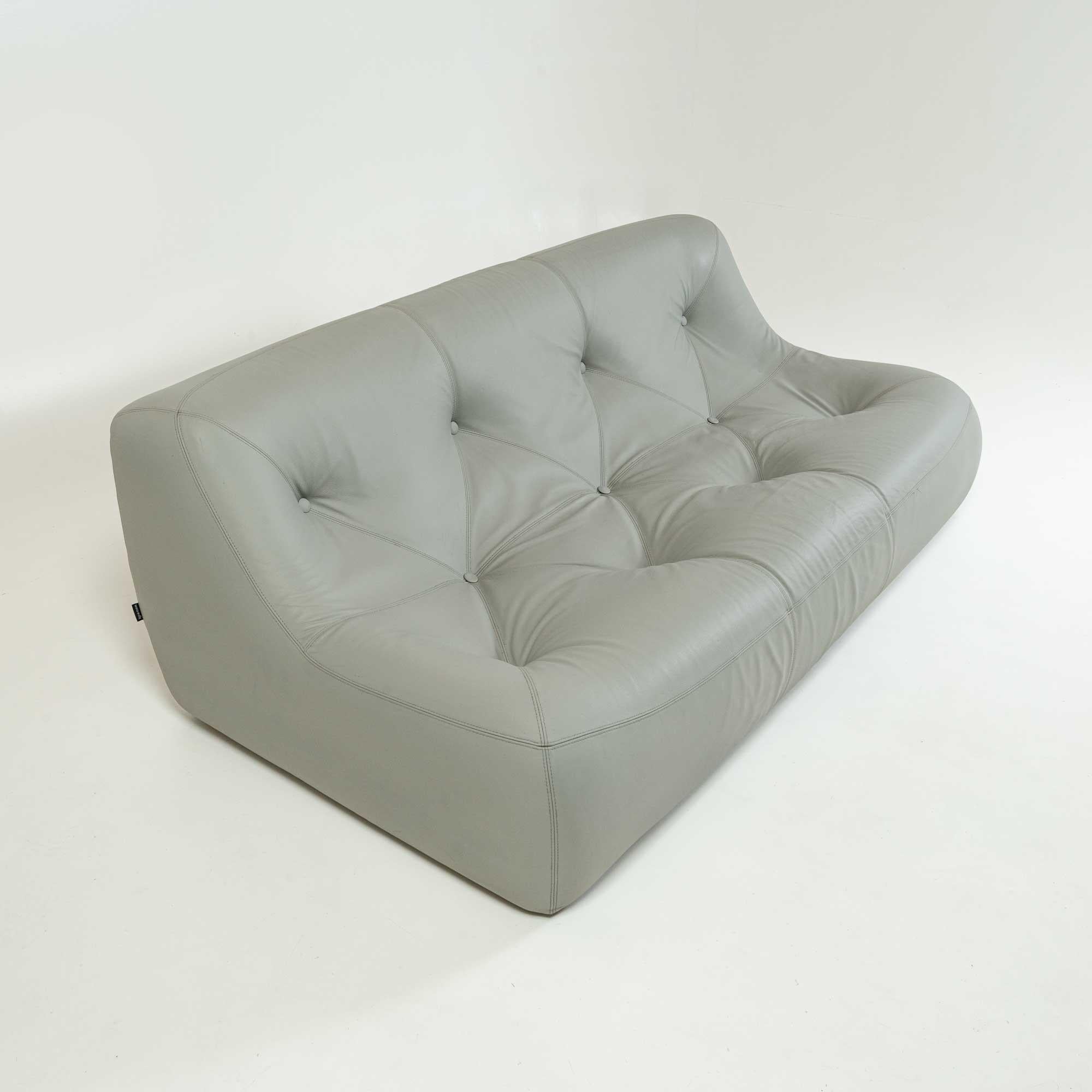 Post-Modern Ligne Roset Kali Three Seater Sofa in Grey Leather, 1990s