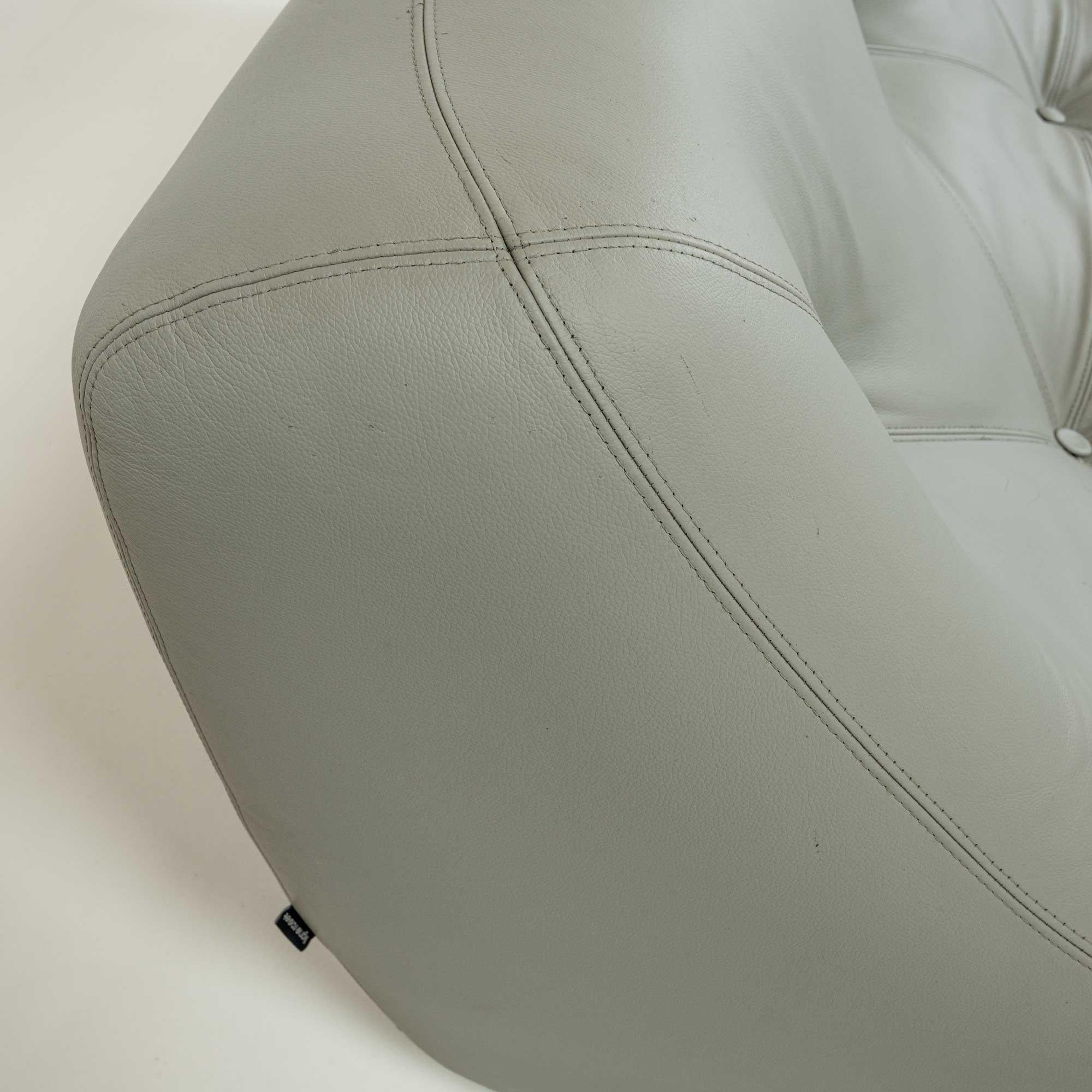 Ligne Roset Kali Three Seater Sofa in Grey Leather, 1990s 2