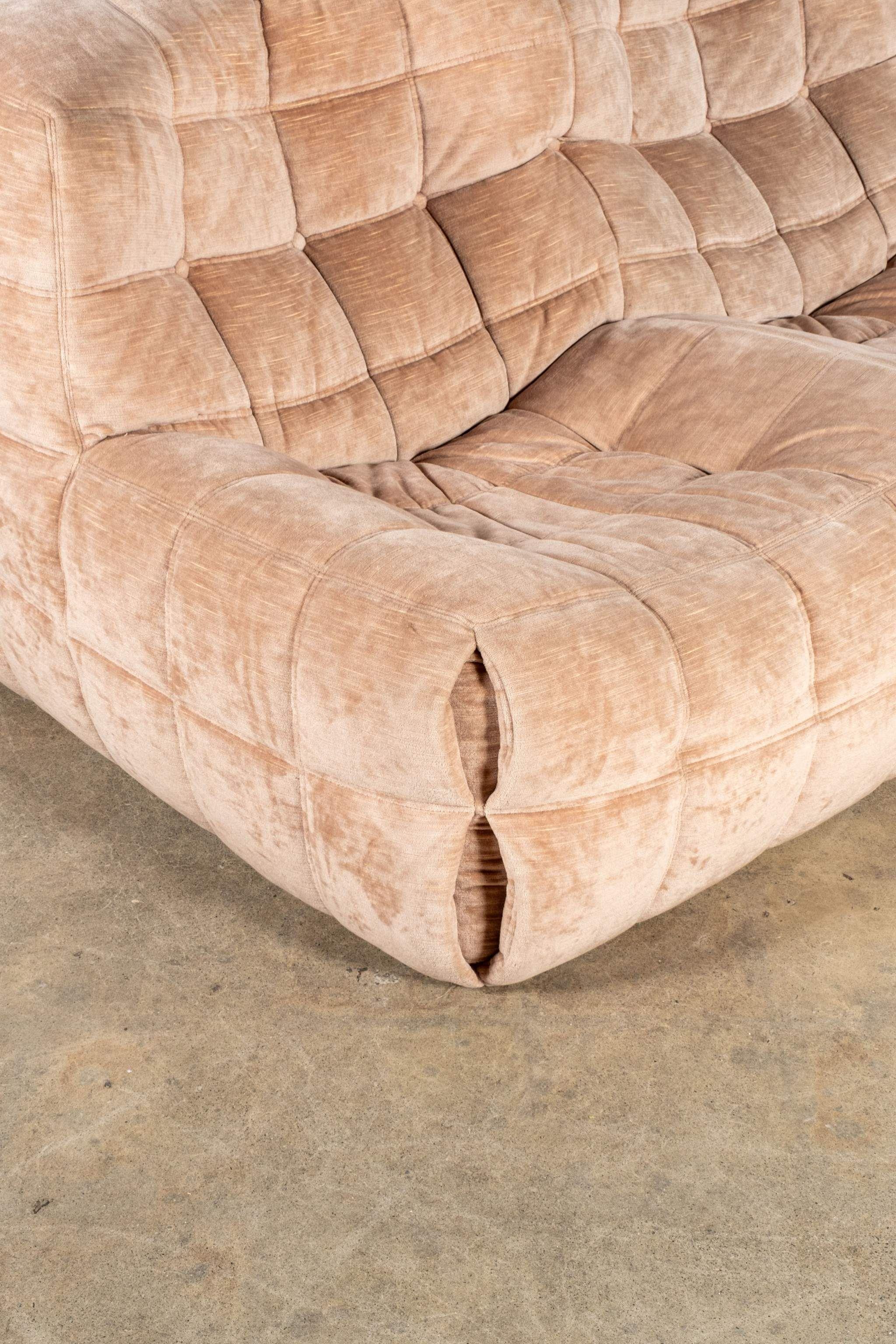 Ligne Roset Kashima 3-Seater Sofa in Velvet by Michel Ducaroy For Sale 1