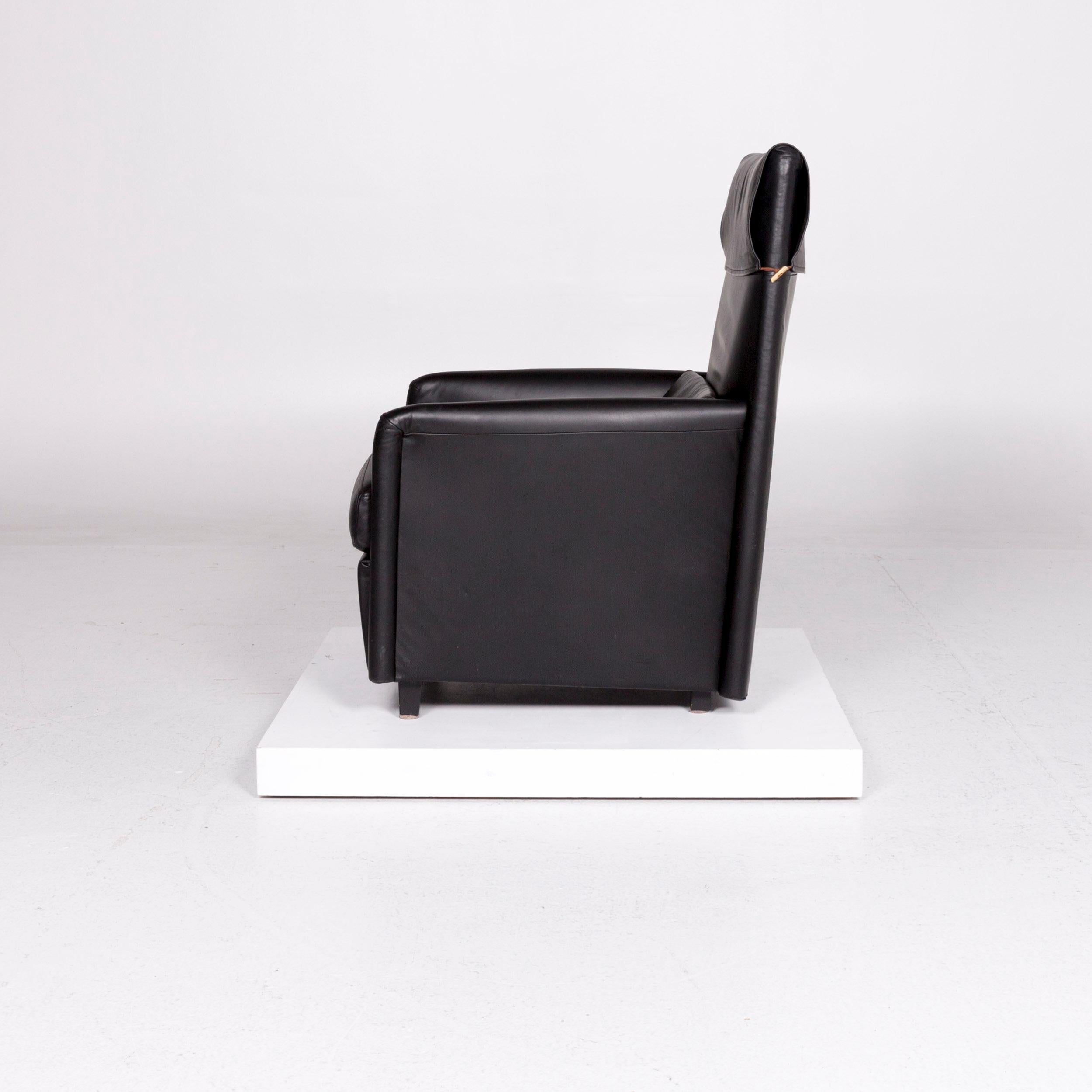 Ligne Roset Leather Armchair Black 6