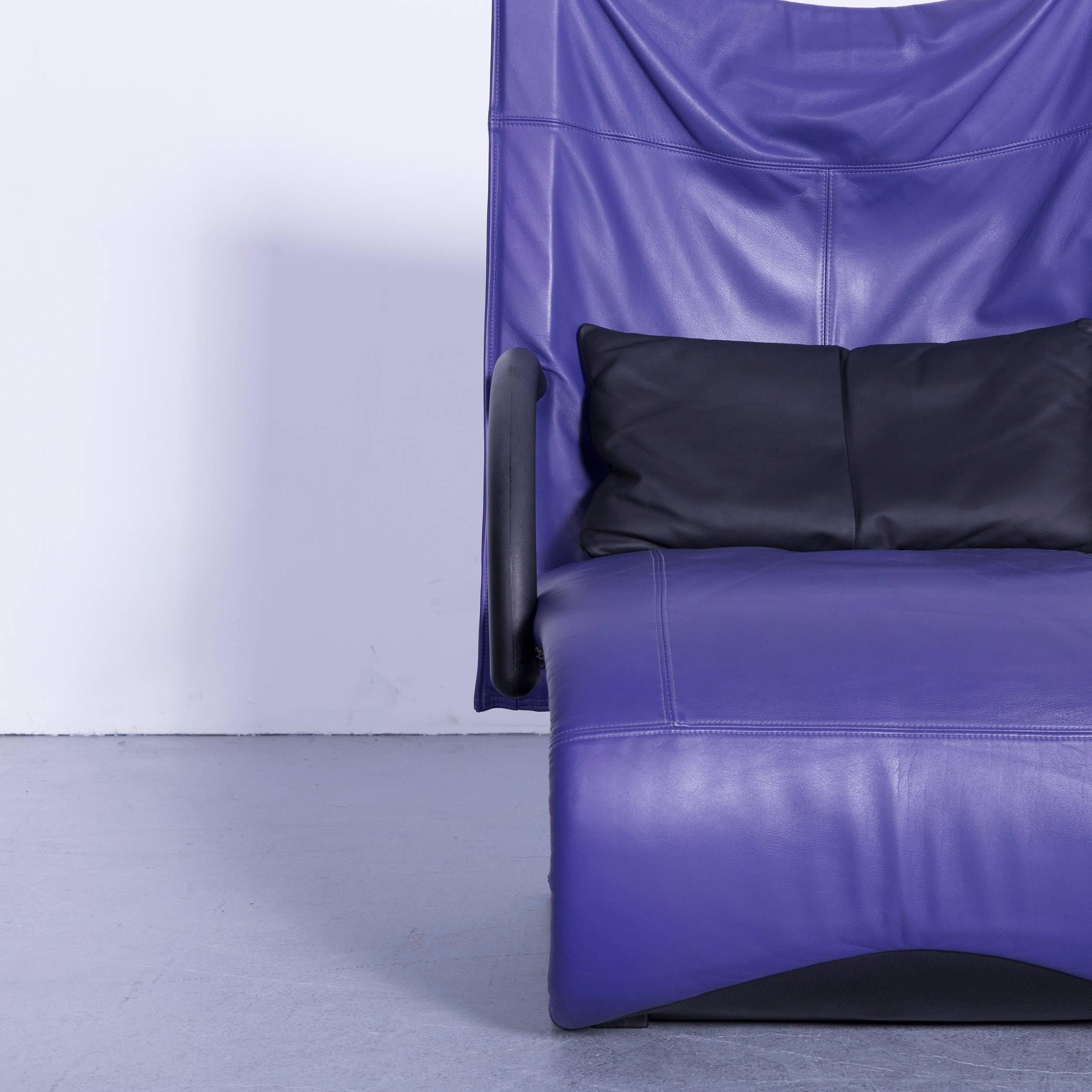 Contemporary Ligne Roset Leather Armchair Violet One-Seat Swing-Chair For Sale