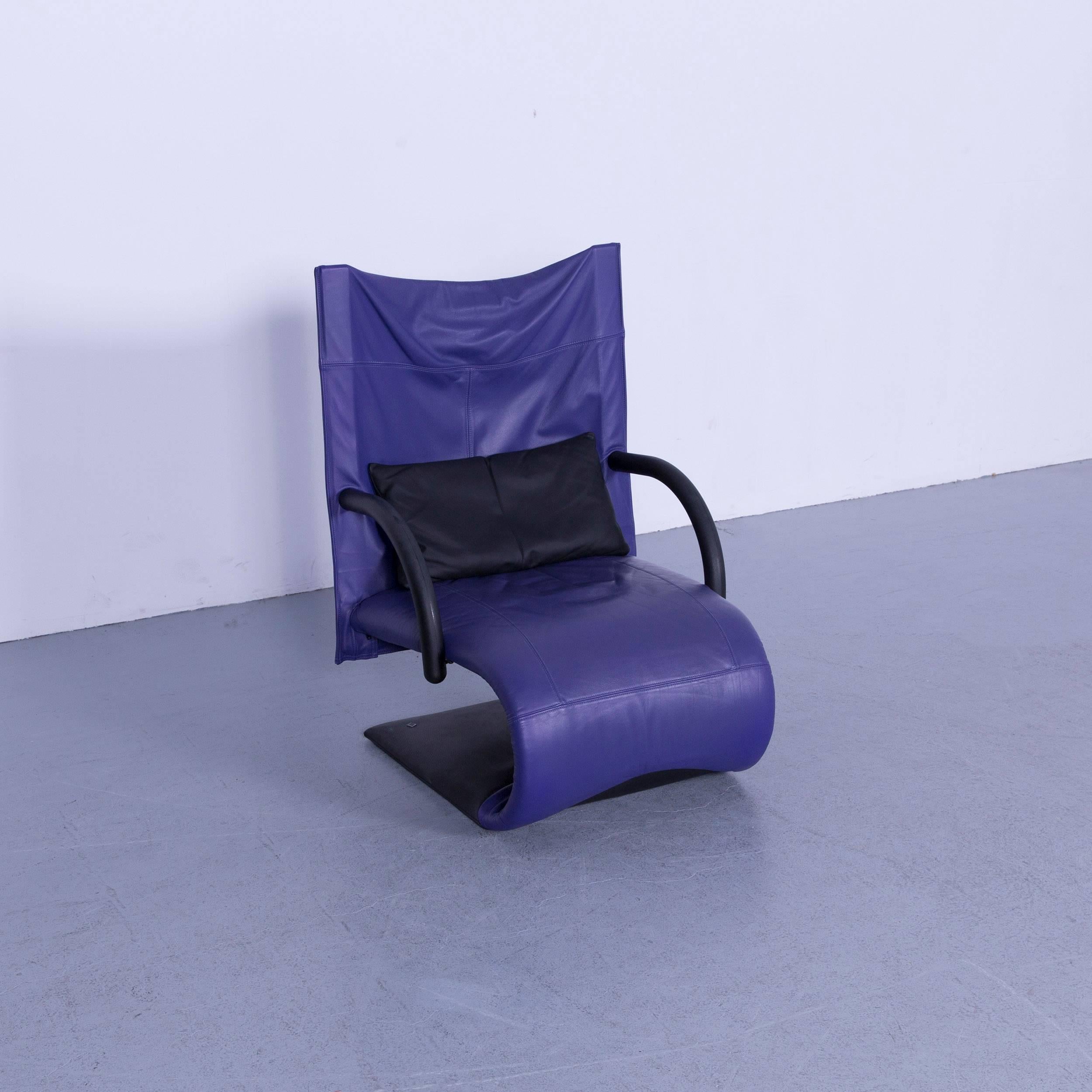 Ligne Roset Leather Armchair Violet One-Seat Swing-Chair For Sale 1