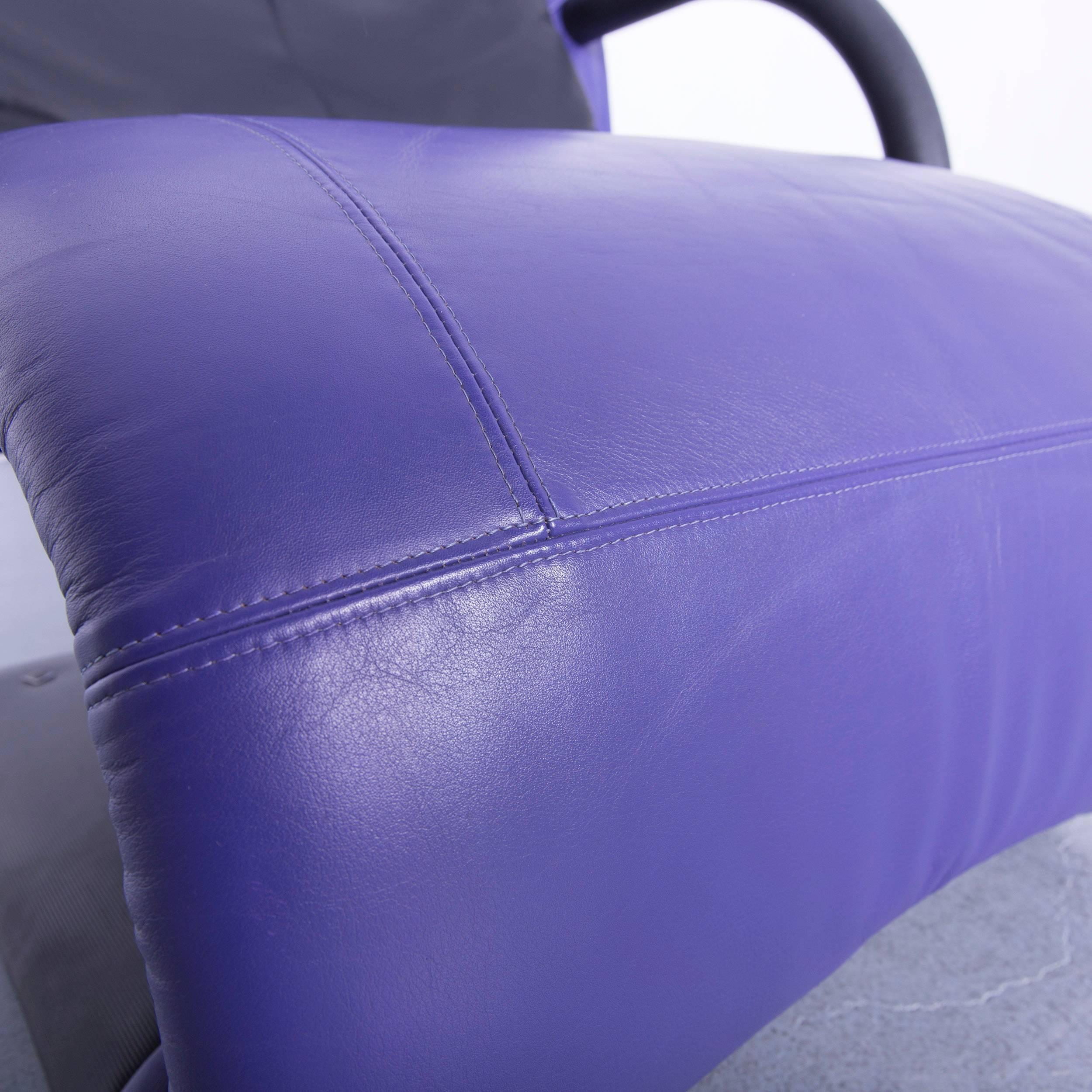 Ligne Roset Leather Armchair Violet One-Seat Swing-Chair For Sale 2