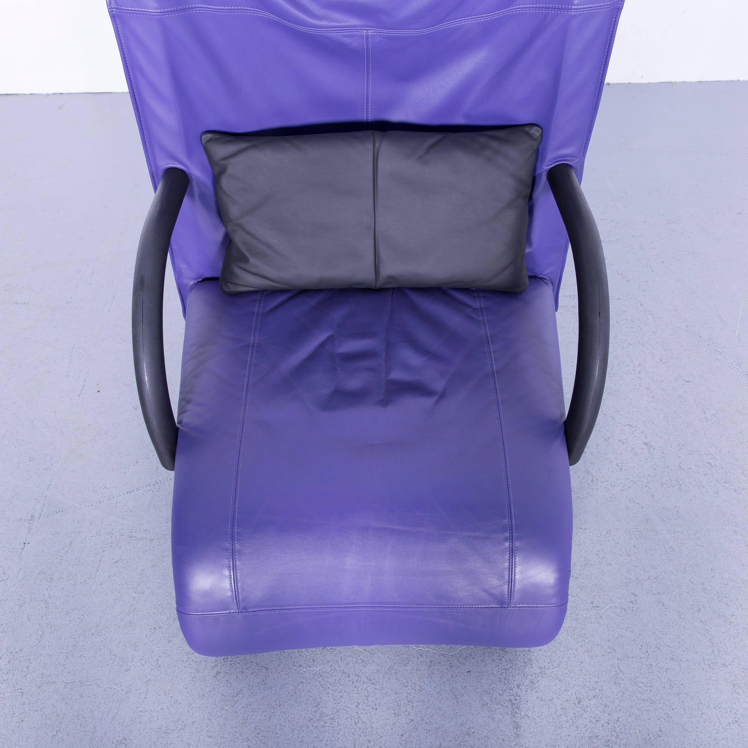 Ligne Roset Leather Armchair Violet One-Seat Swing-Chair For Sale 4