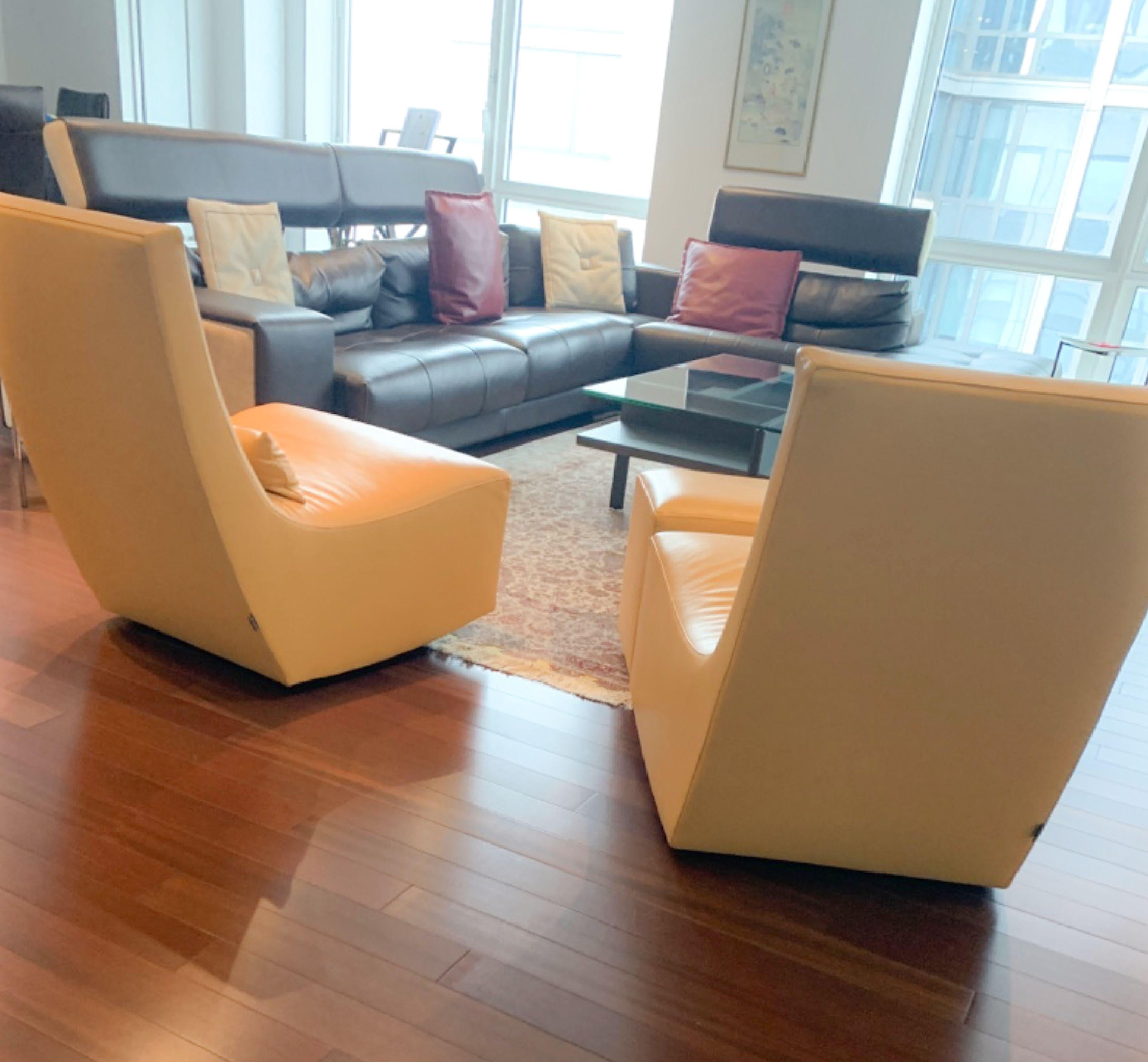 cream leather rocking chair